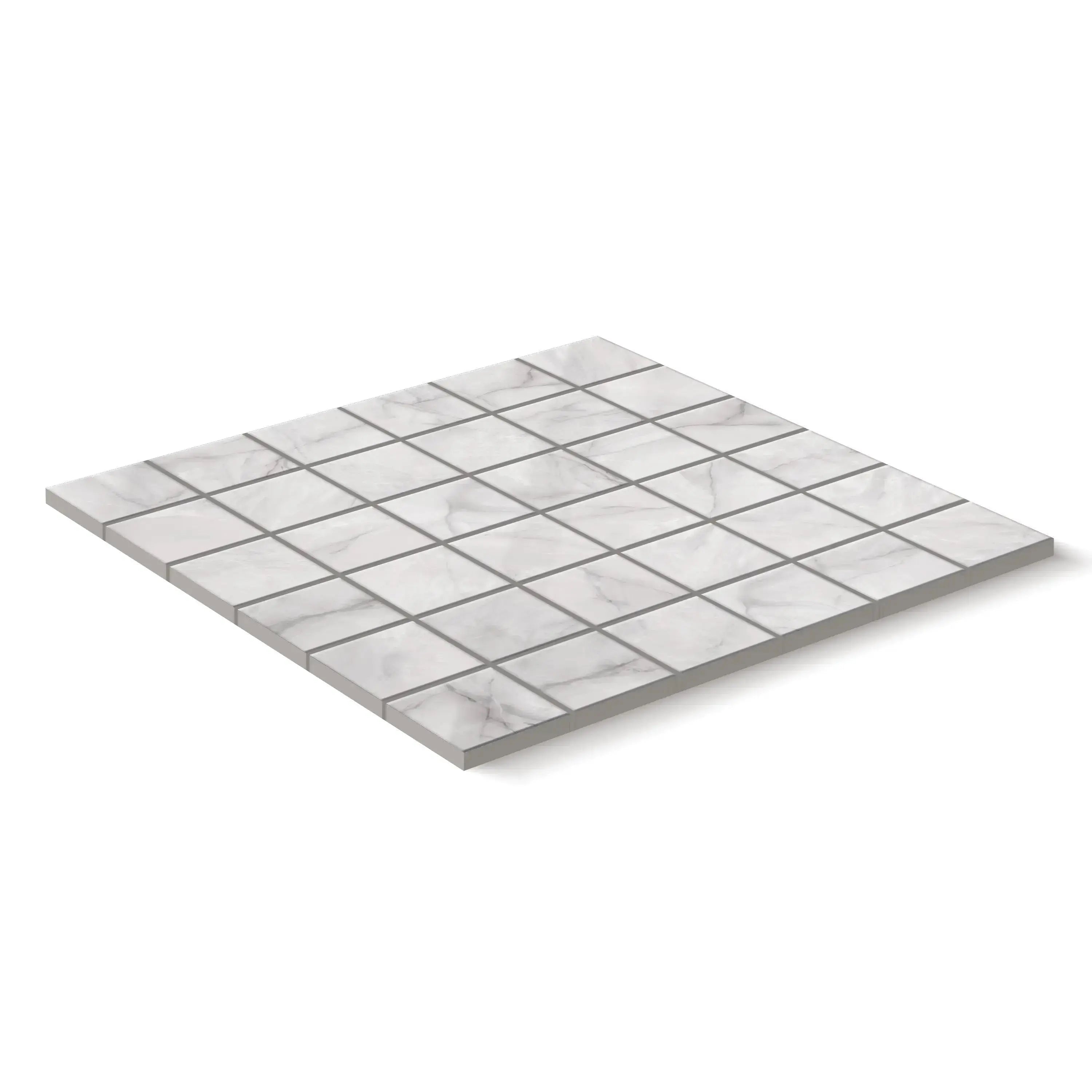 Opal Porcelain Tile White Square Mosaic 2x2 Sheet Polished