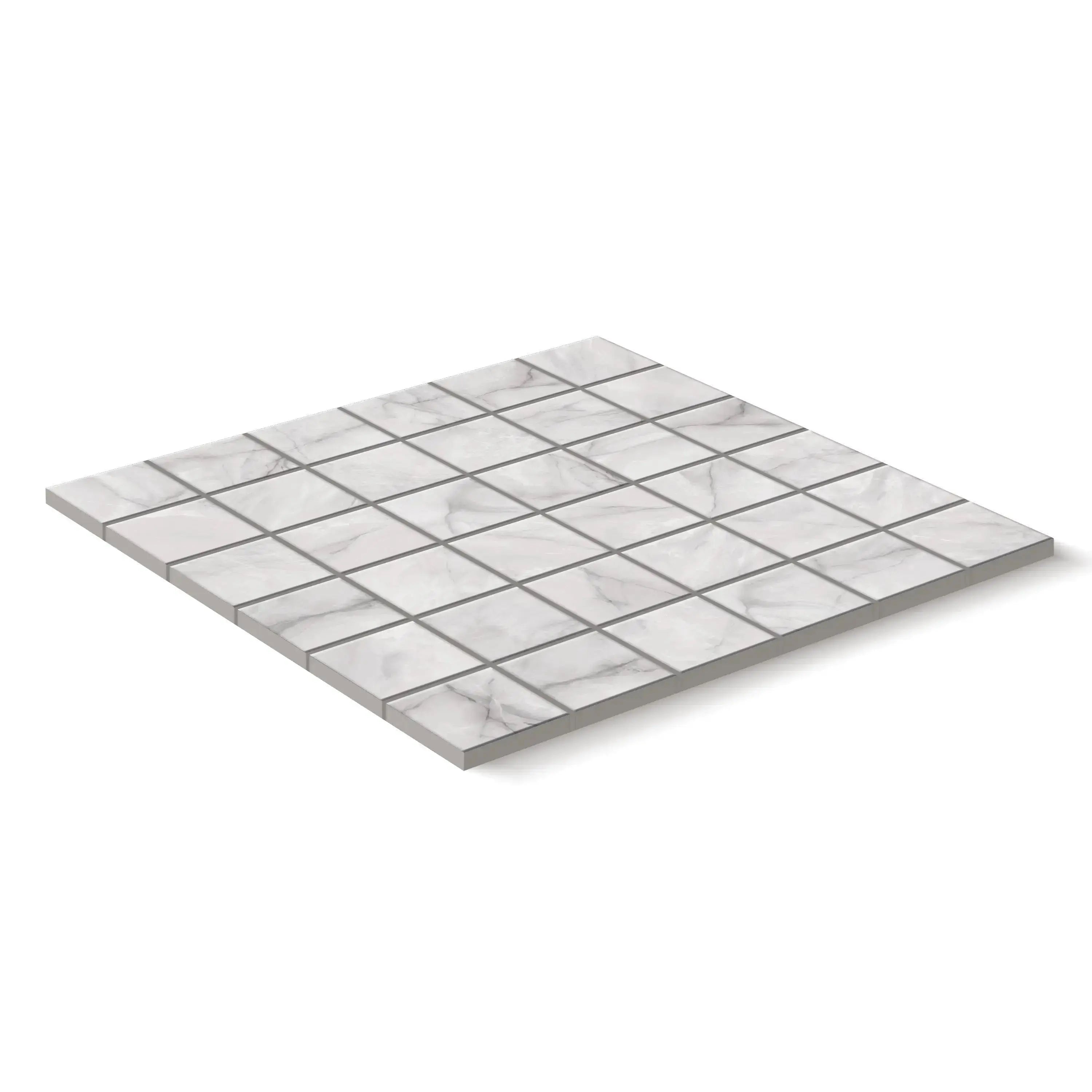 Opal Porcelain Tile White Square Mosaic 2x2 Sheet Matte