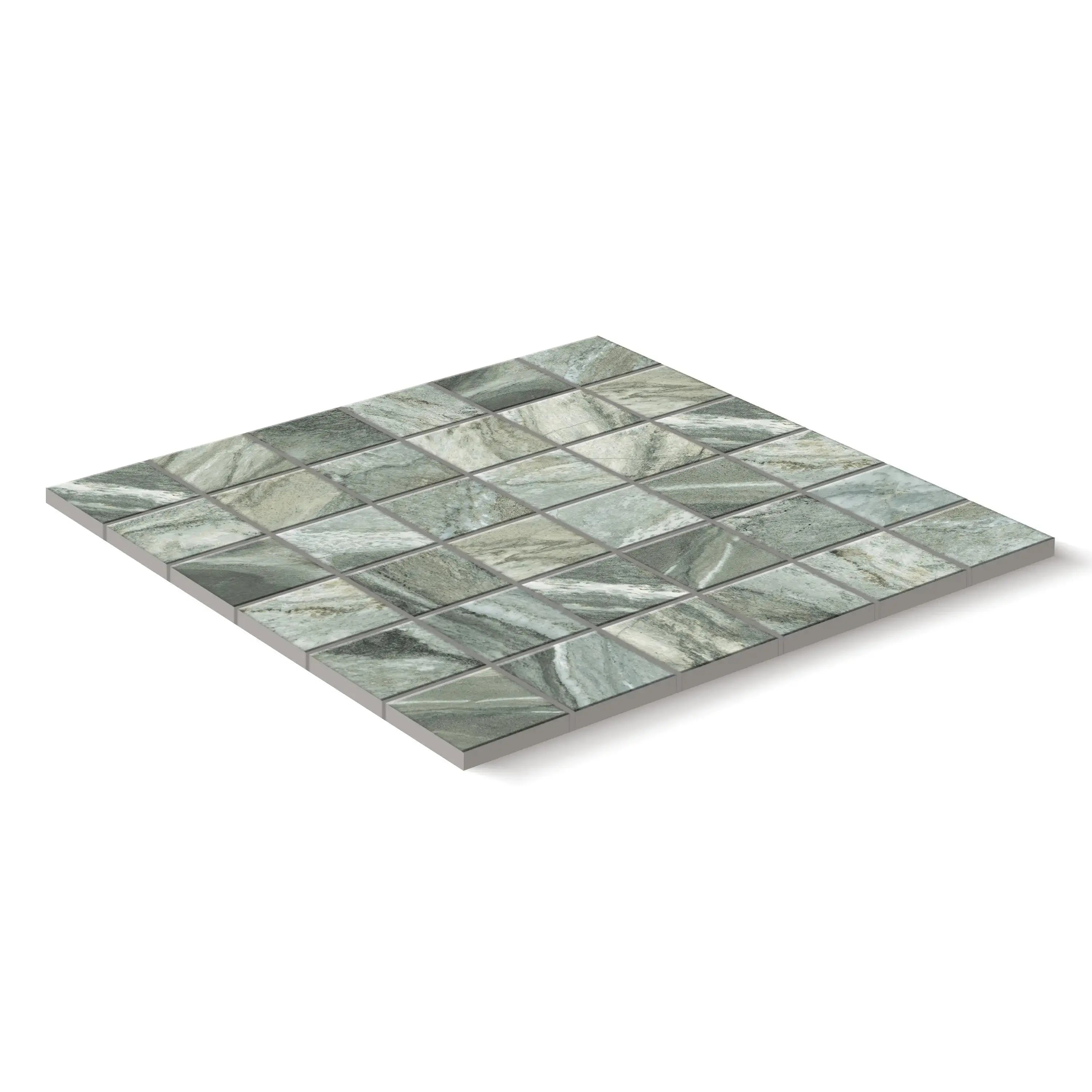 Nebula Porcelain Tile Verde Square Mosaic 2x2 Sheet