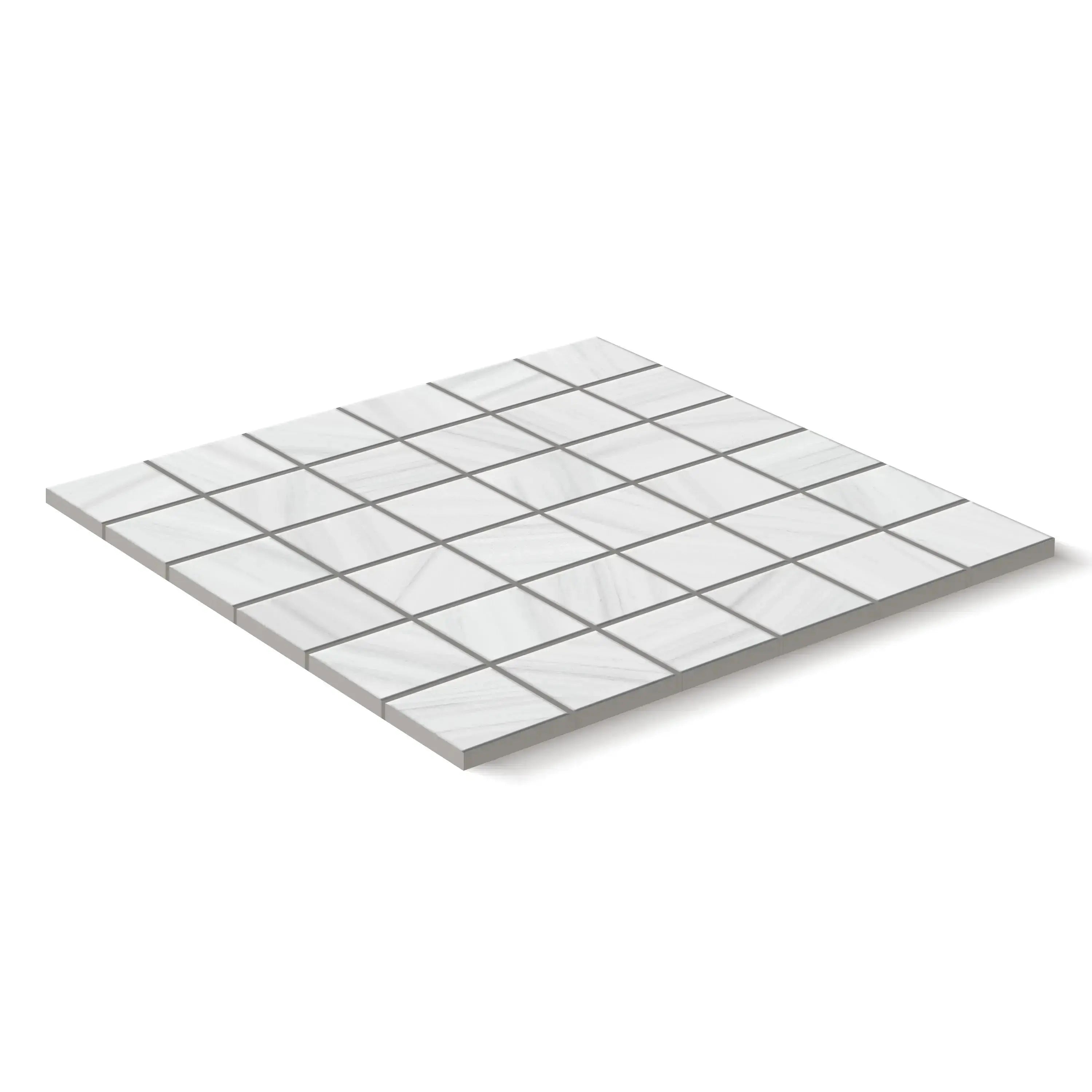 Dolostone Porcelain Tile White Square Mosaic 2x2 Sheet Matte