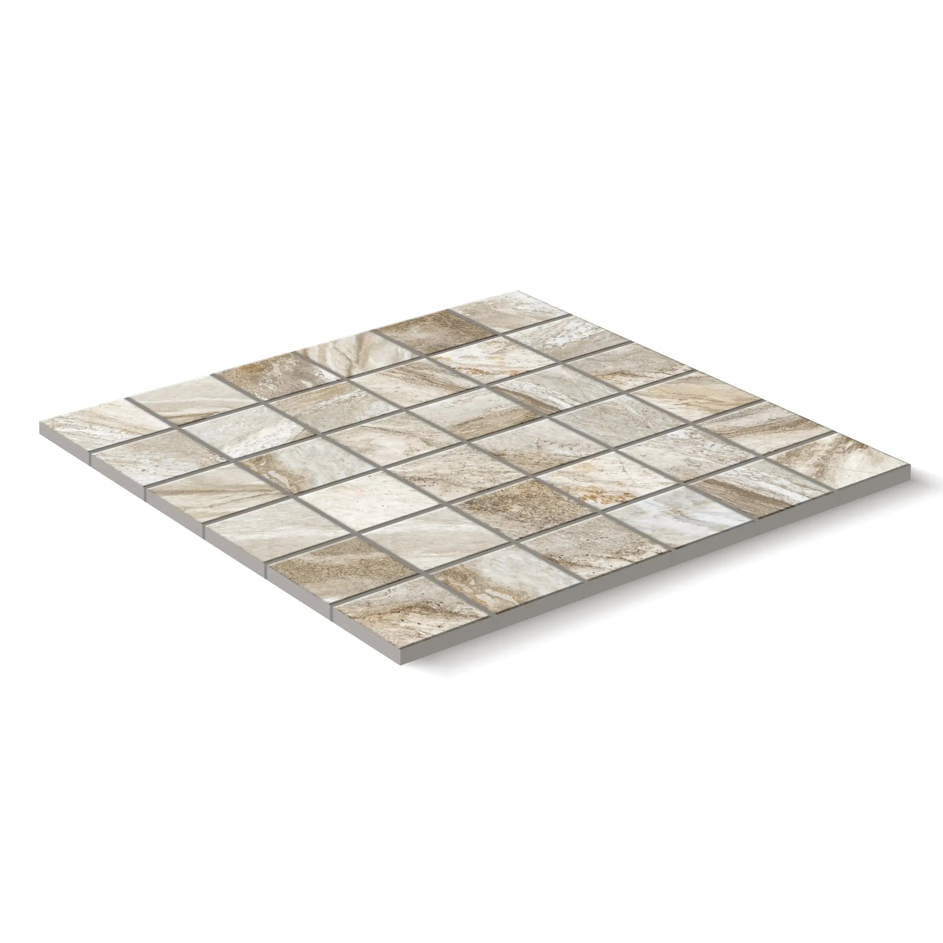 Nebula Porcelain Tile Beige Square Mosaic 2x2 Sheet