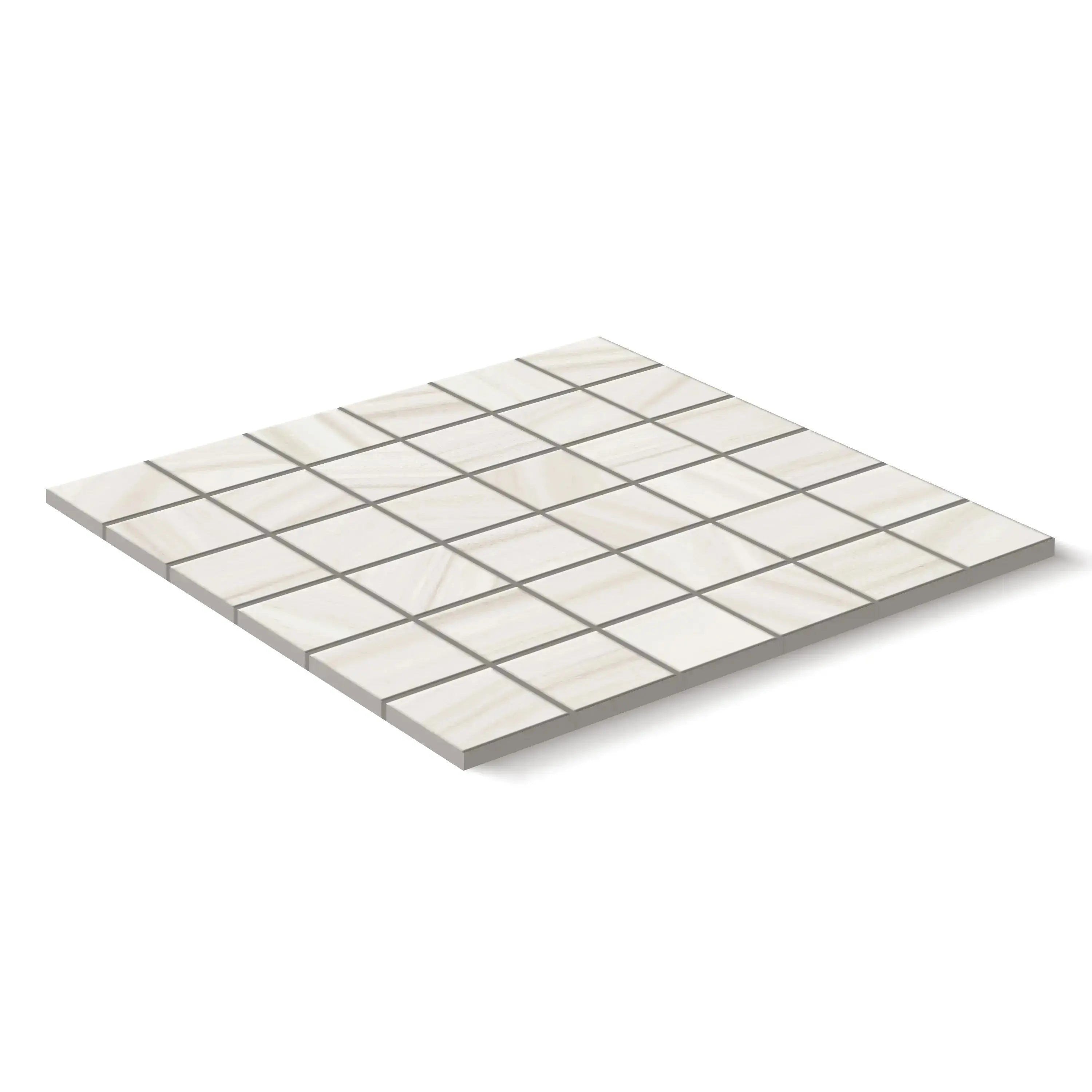 Dolostone Porcelain Tile Ivory Square Mosaic 2x2 Sheet Matte