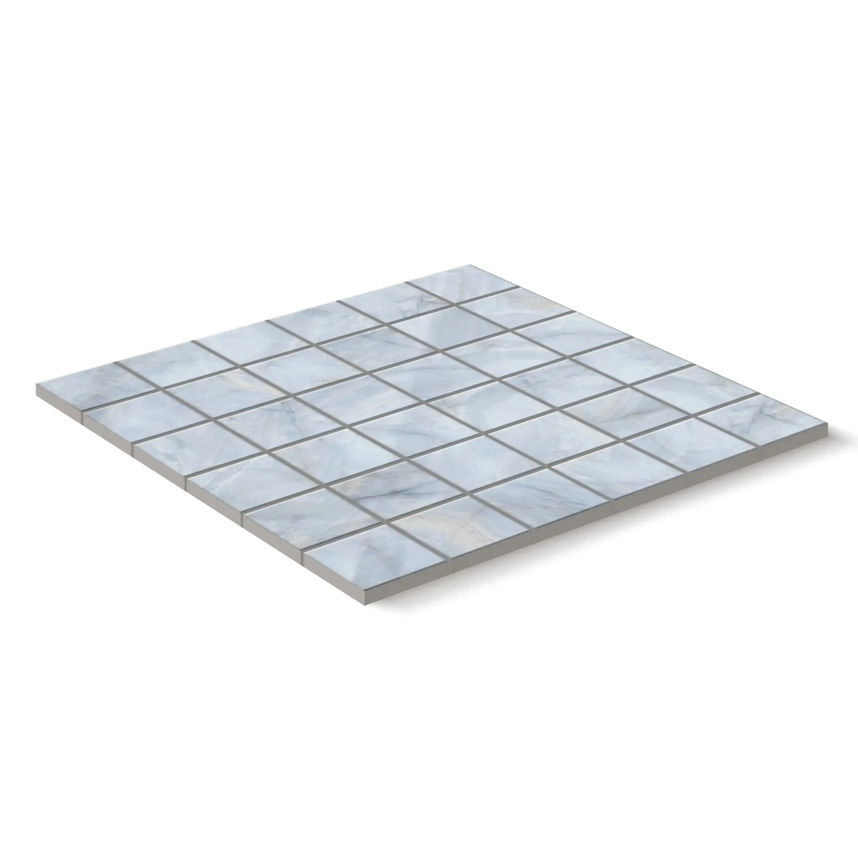 Opal Porcelain Tile Blue Square Mosaic 2x2 Sheet Polished