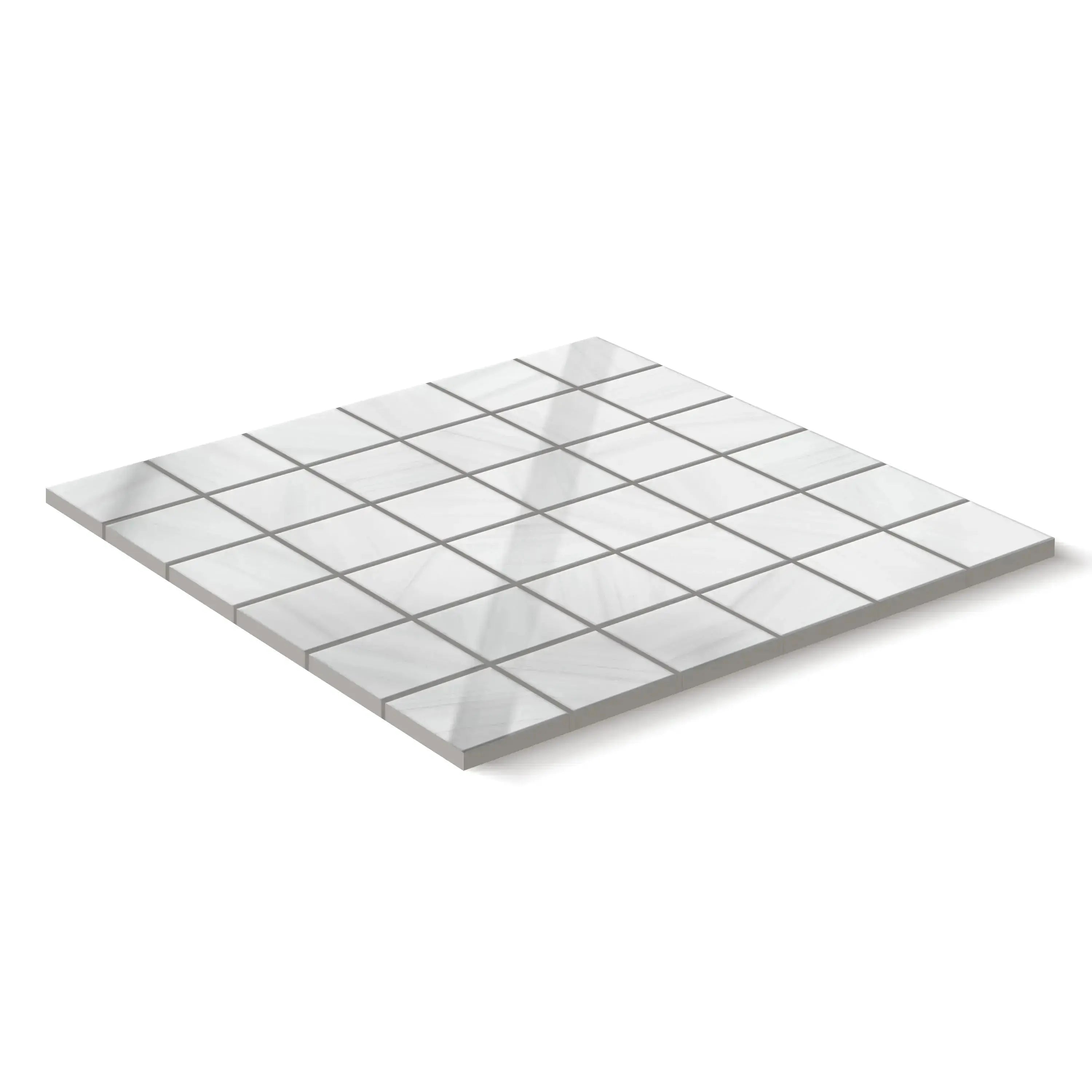 Dolostone Porcelain Tile White Square Mosaic 2x2 Sheet Polished