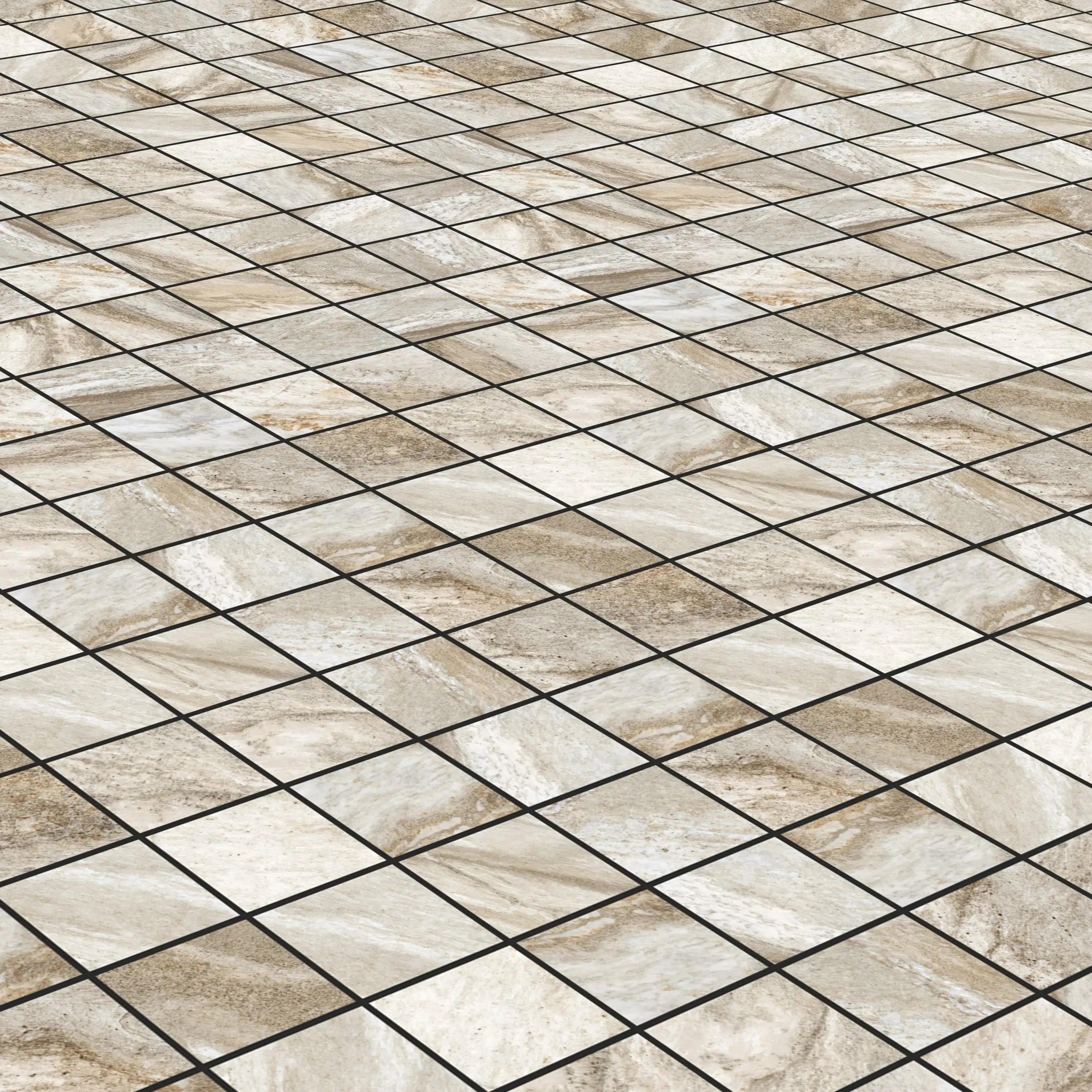 Nebula Porcelain Tile Beige Square Mosaic 2x2 Sheet