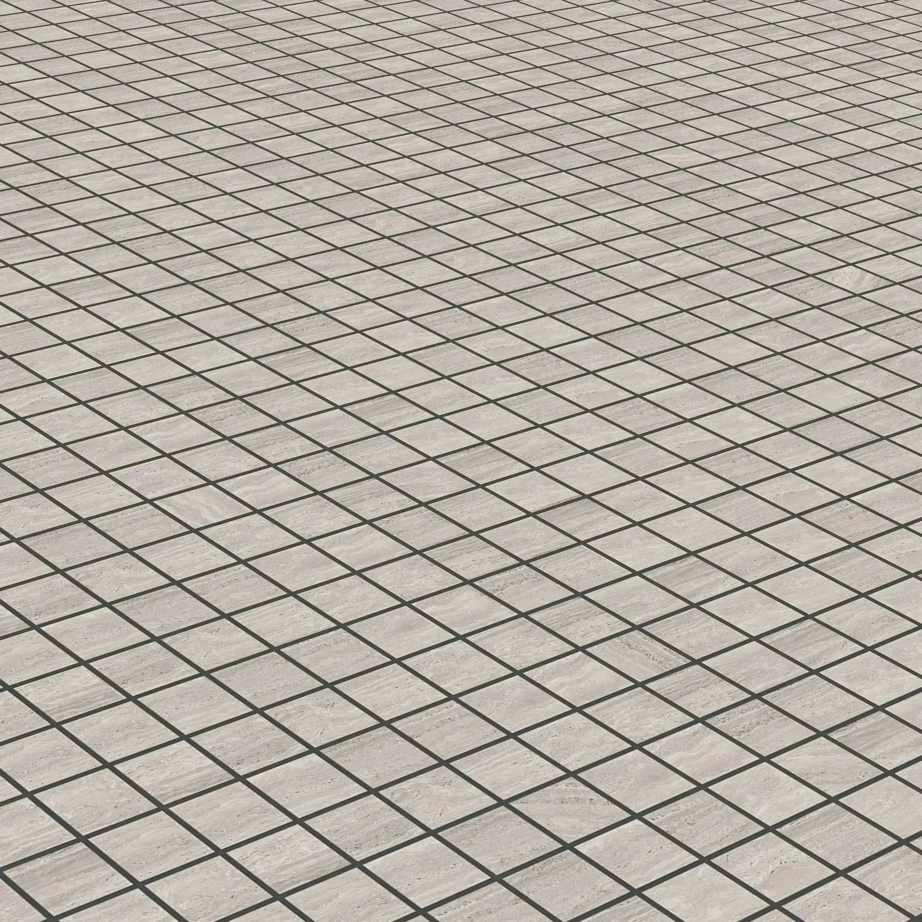 Travertino Porcelain Tile Gray Square Mosaic 2x2 Sheet Matte