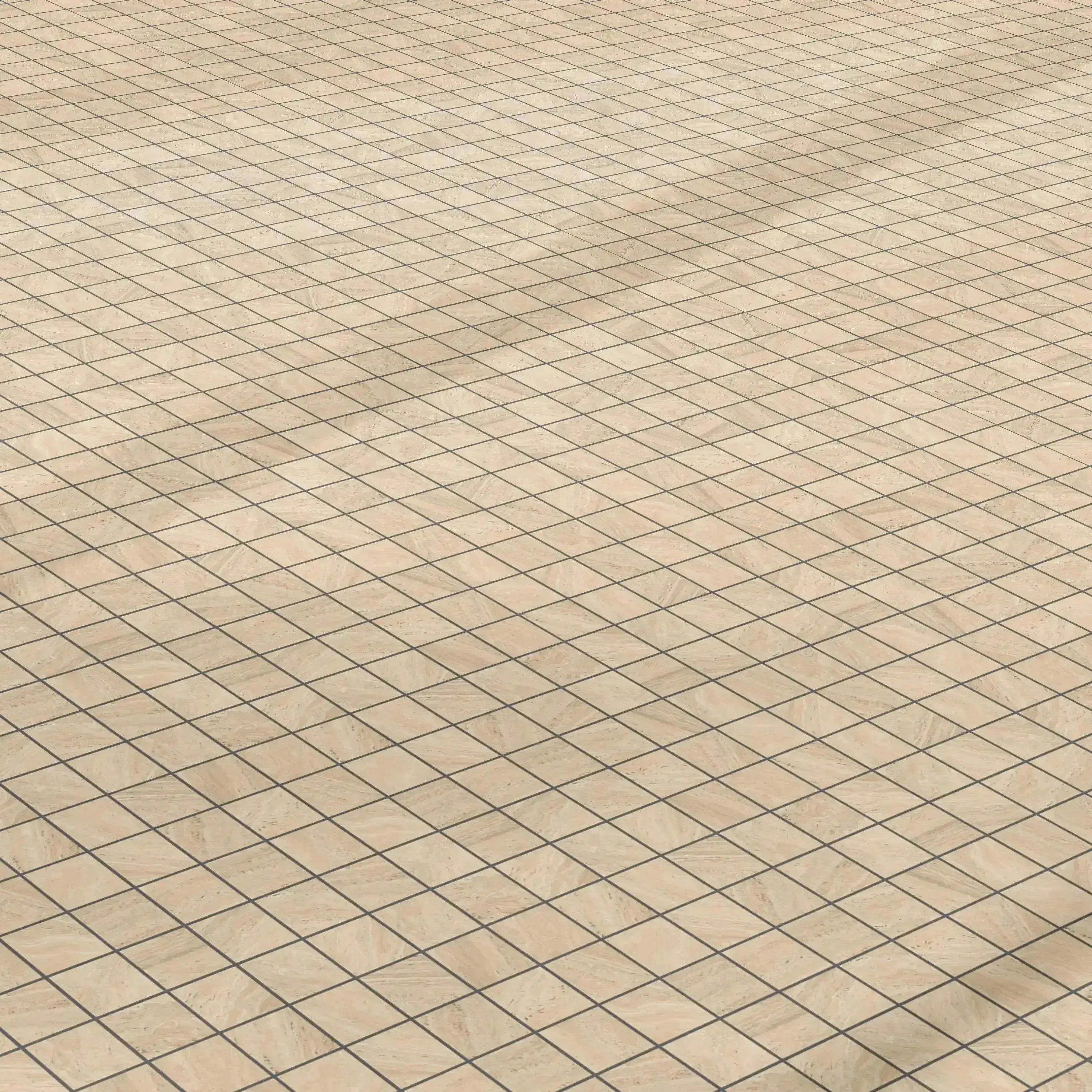 Travertino Porcelain Tile Beige Square Mosaic 2x2 Sheet Polished