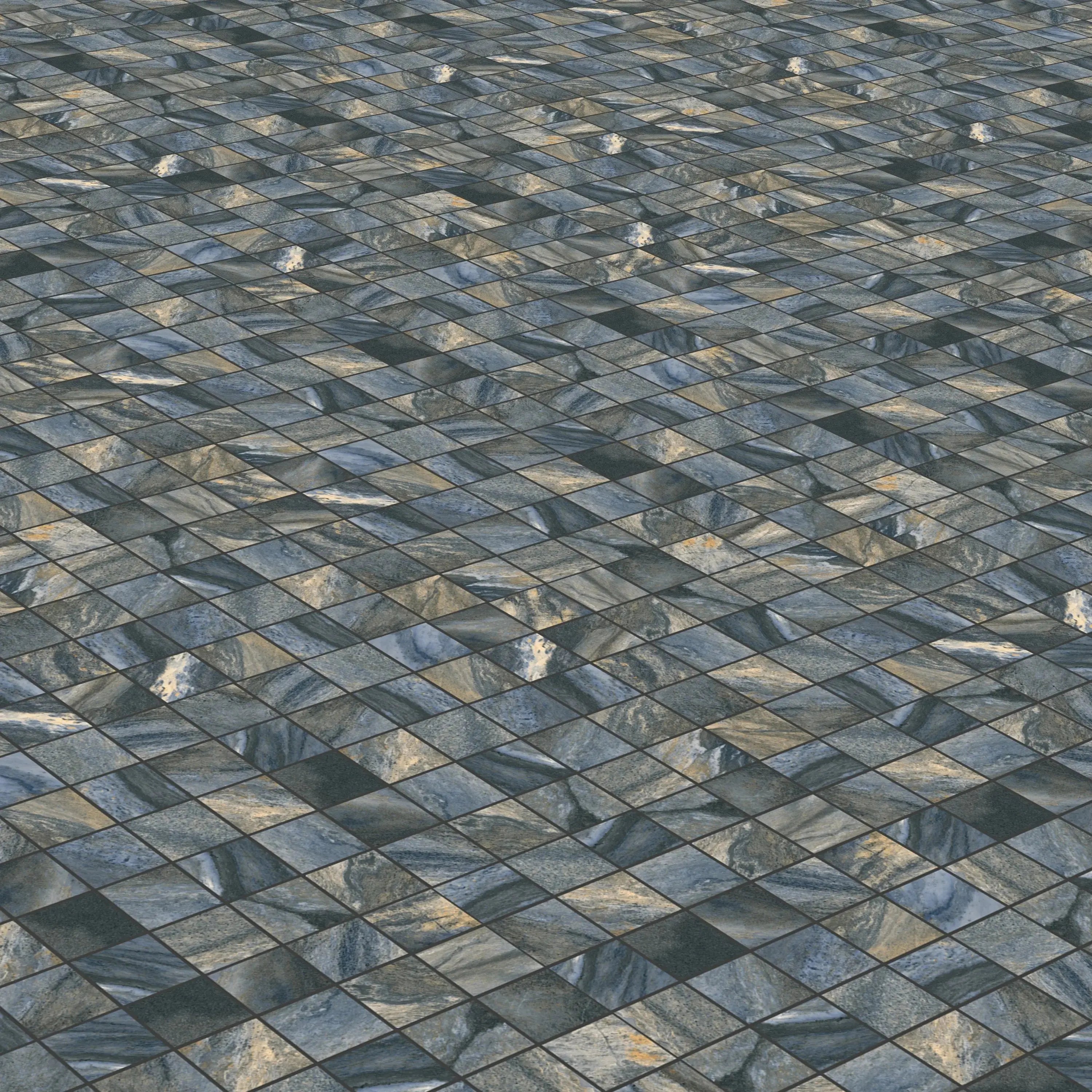 Nebula Porcelain Tile Azul Square Mosaic 2x2 Sheet