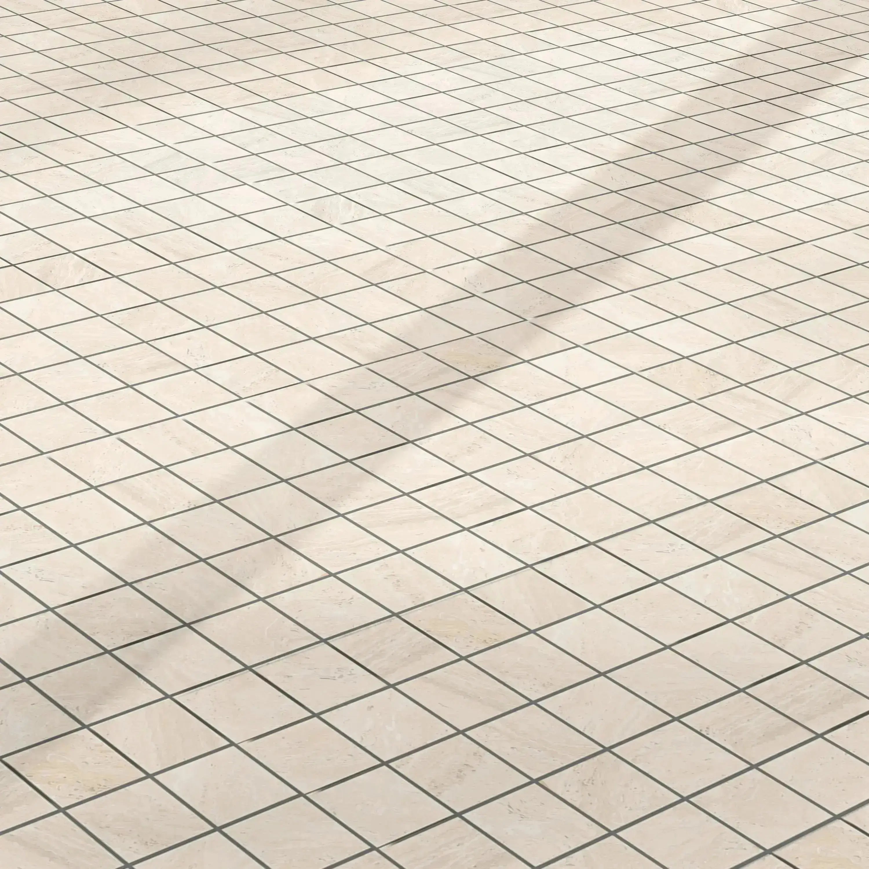 Travertino Porcelain Tile Ivory Square Mosaic 2x2 Sheet Polished