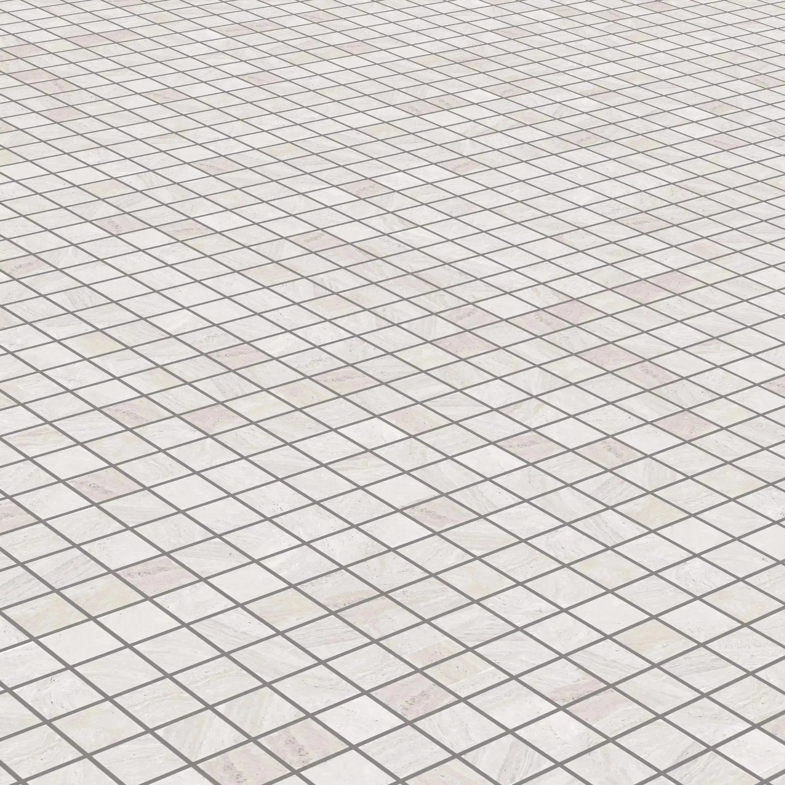 Travertino Porcelain Tile White Square Mosaic 2x2 Sheet Matte