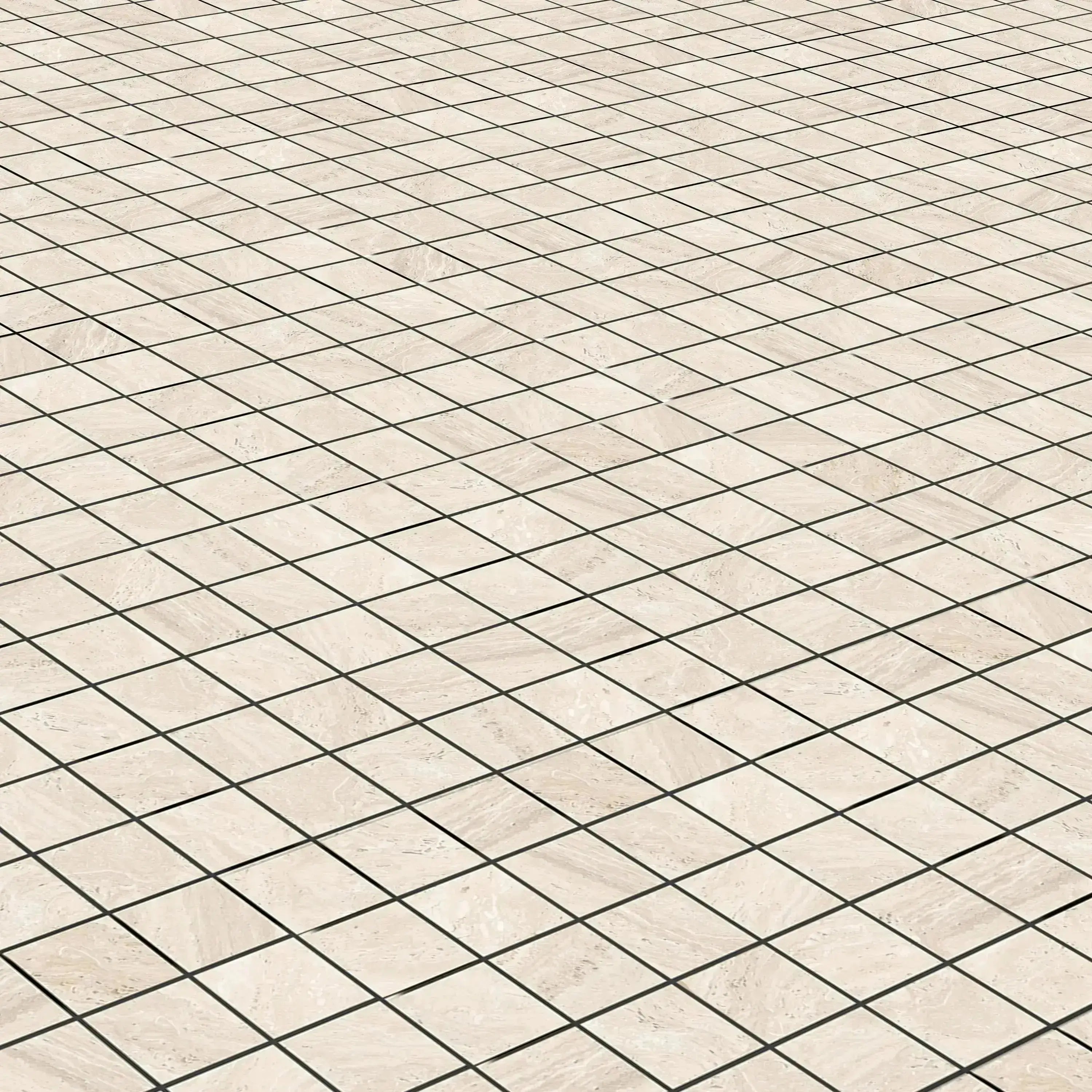 Travertino Porcelain Tile Ivory Square Mosaic 2x2 Sheet Matte