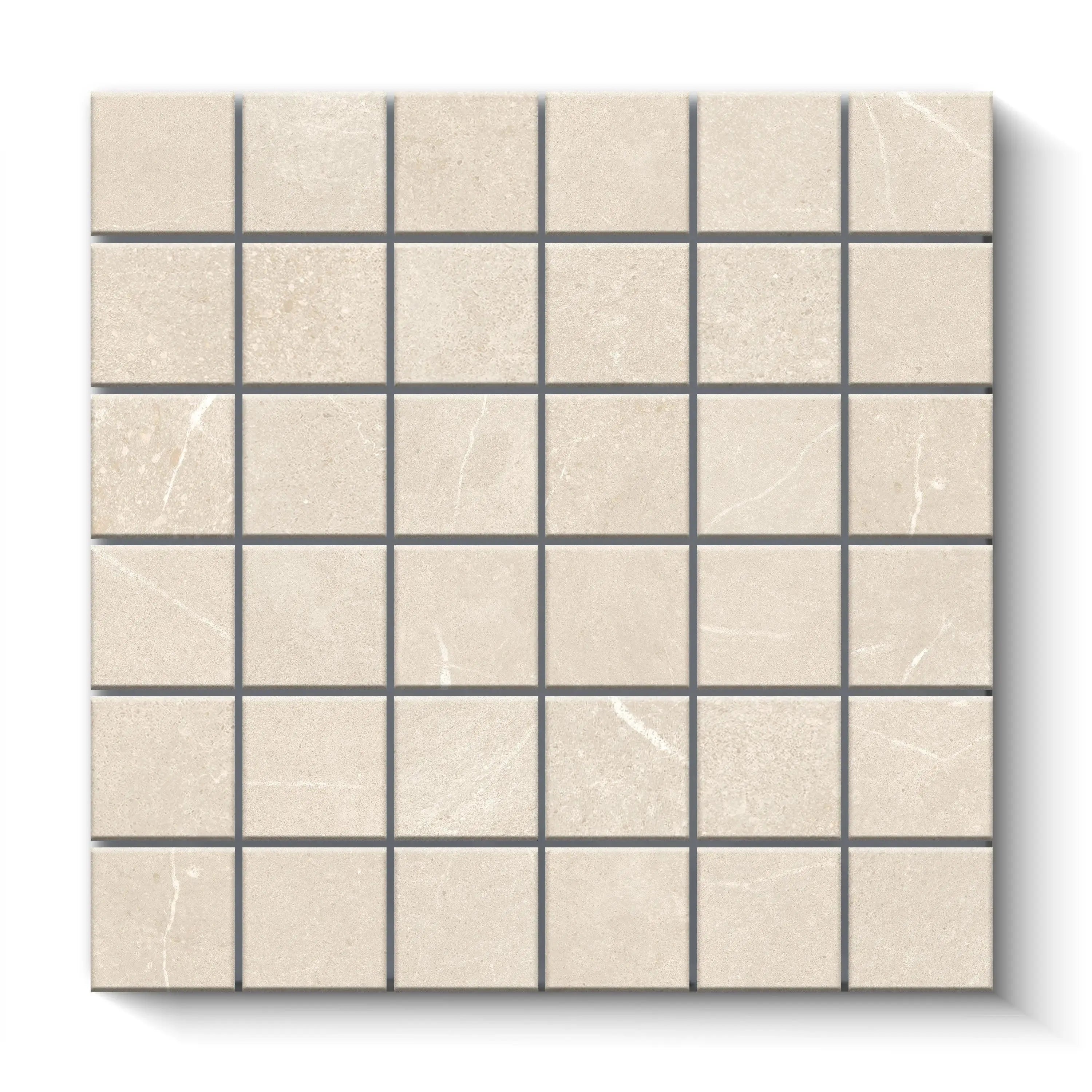 Astrastone Porcelain Tile Ivory Square Mosaic 2x2 Sheet