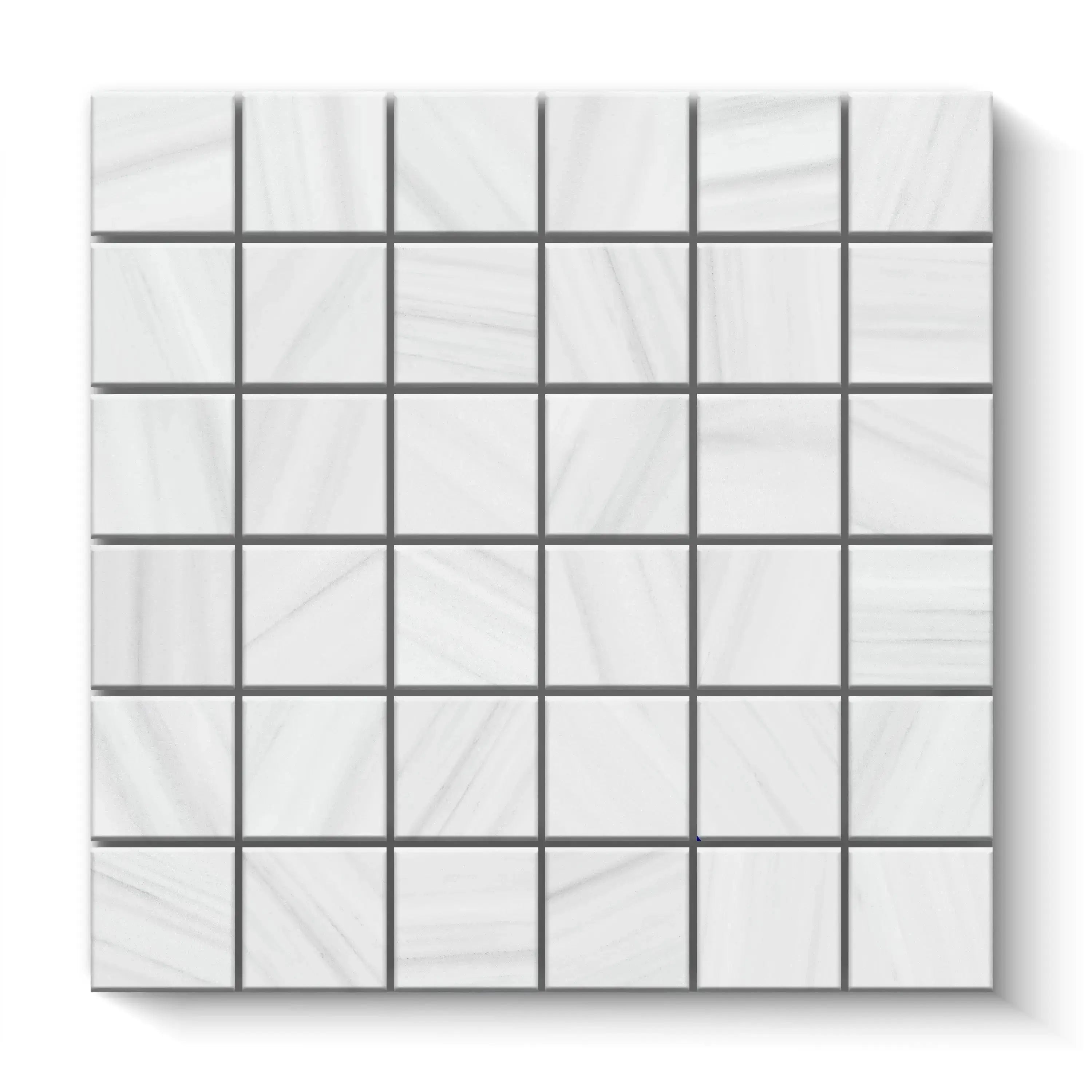 Dolostone Porcelain Tile White Square Mosaic 2x2 Sheet Matte