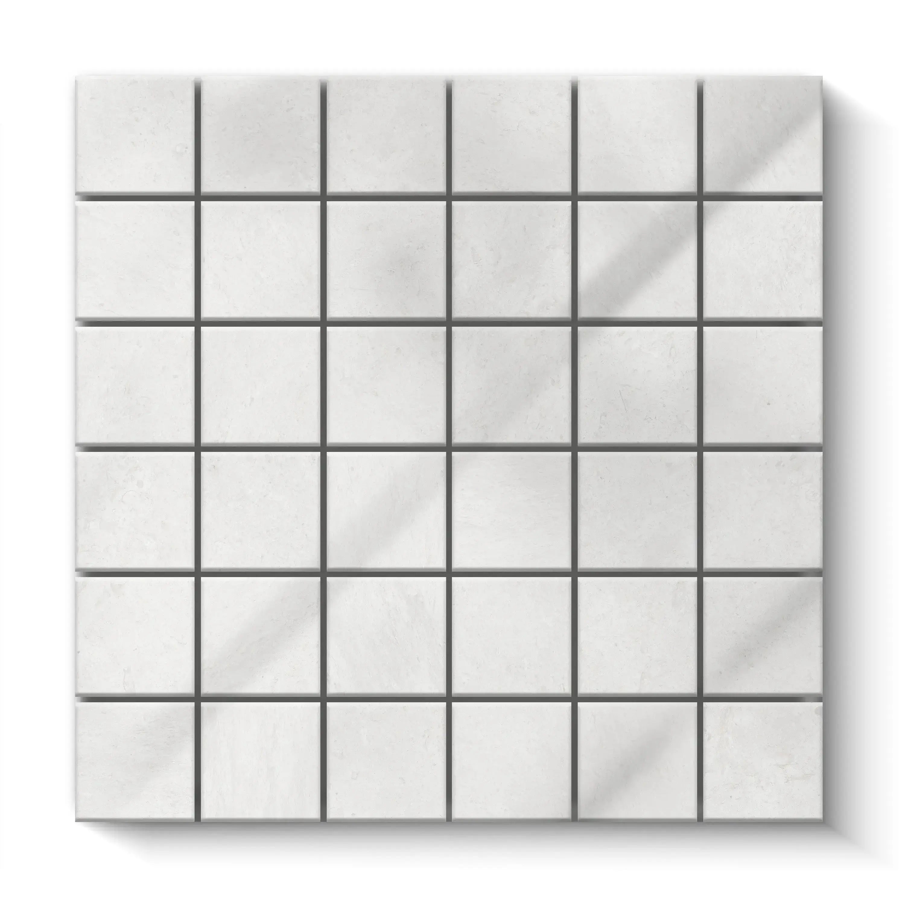 Dolostone Porcelain Tile Ivory Square Mosaic 2x2 Sheet Polished