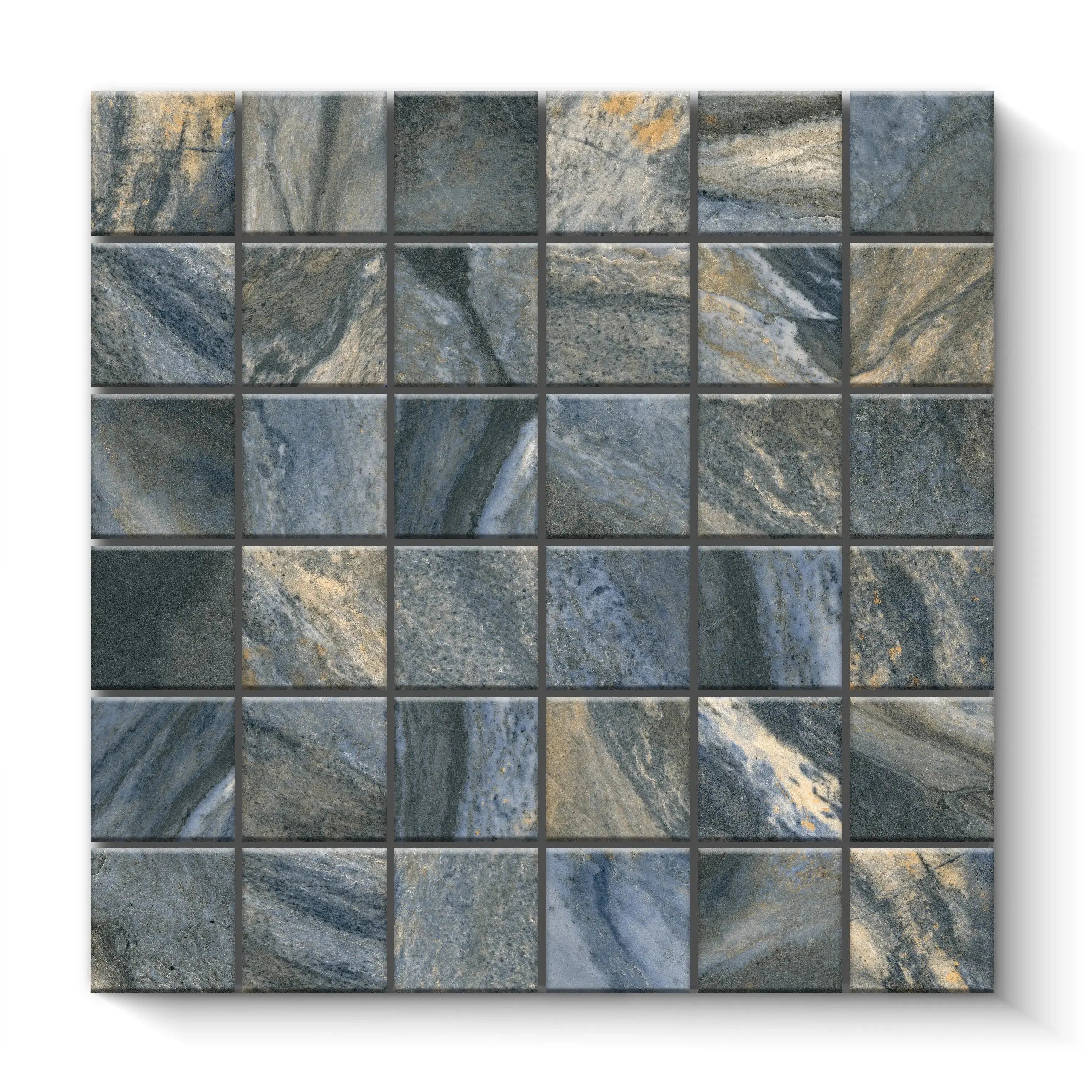Nebula Porcelain Tile Azul Square Mosaic 2x2 Sheet