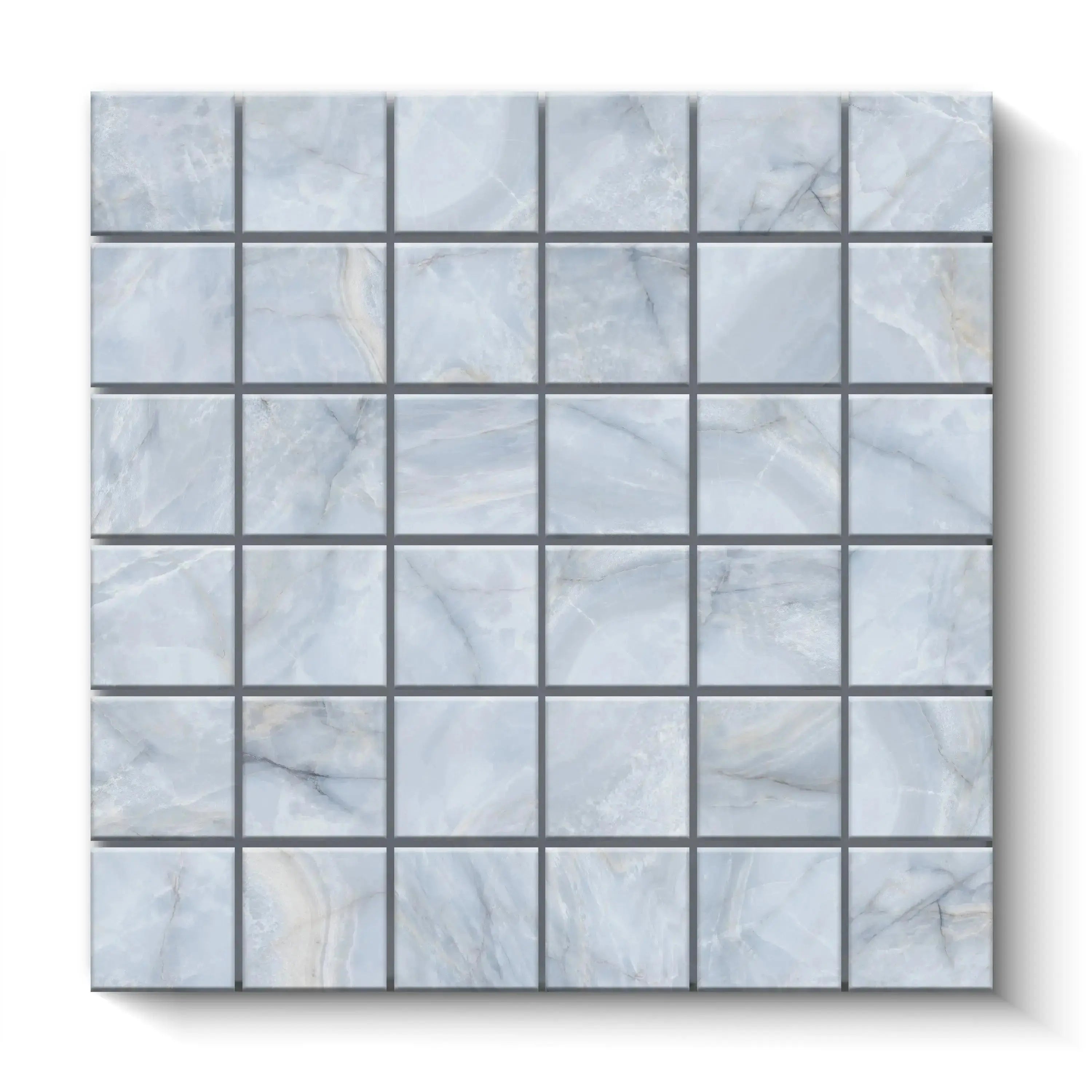 Opal Porcelain Tile Blue Square Mosaic 2x2 Sheet Matte