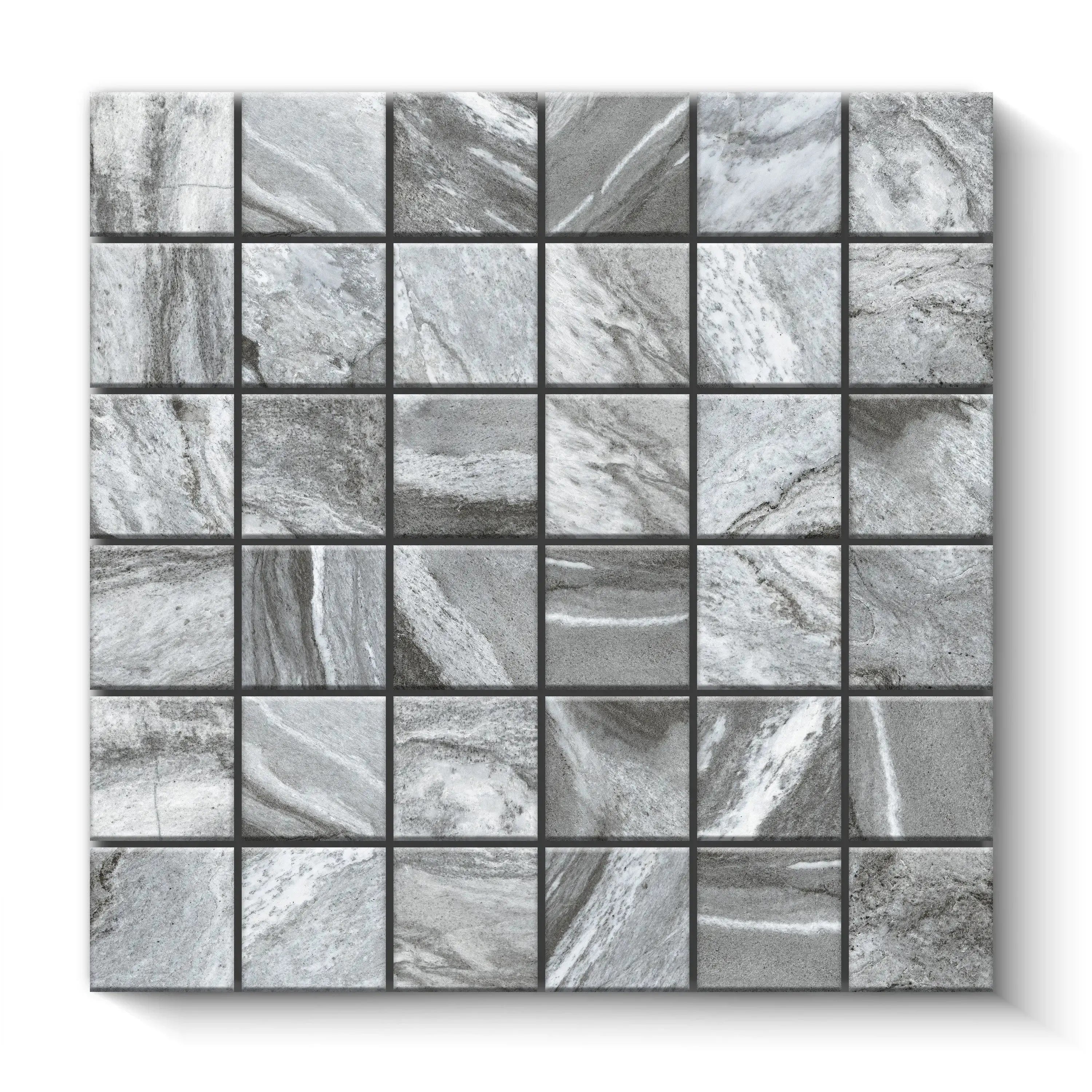 Nebula Porcelain Tile Gris Square Mosaic 2x2 Sheet