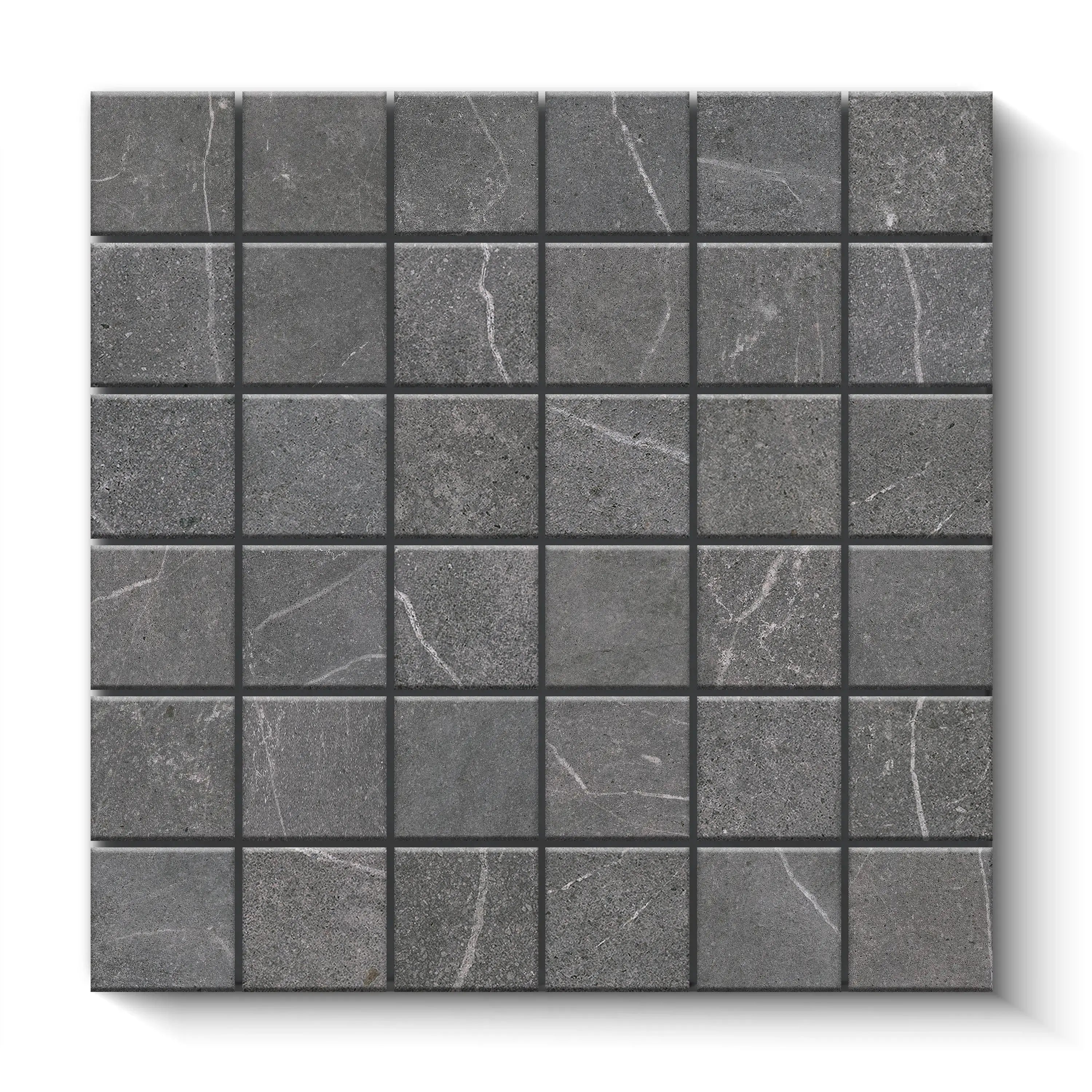 Astrastone Porcelain Tile Graphite Square Mosaic 2x2 Sheet