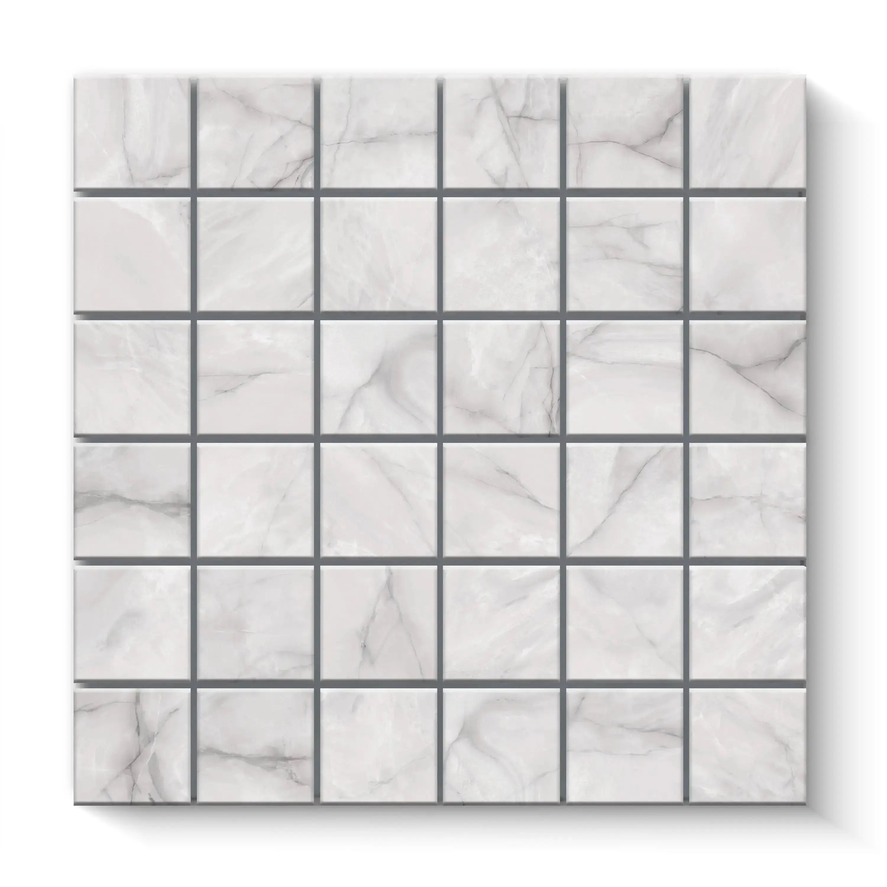 Opal Porcelain Tile White Square Mosaic 2x2 Sheet Matte