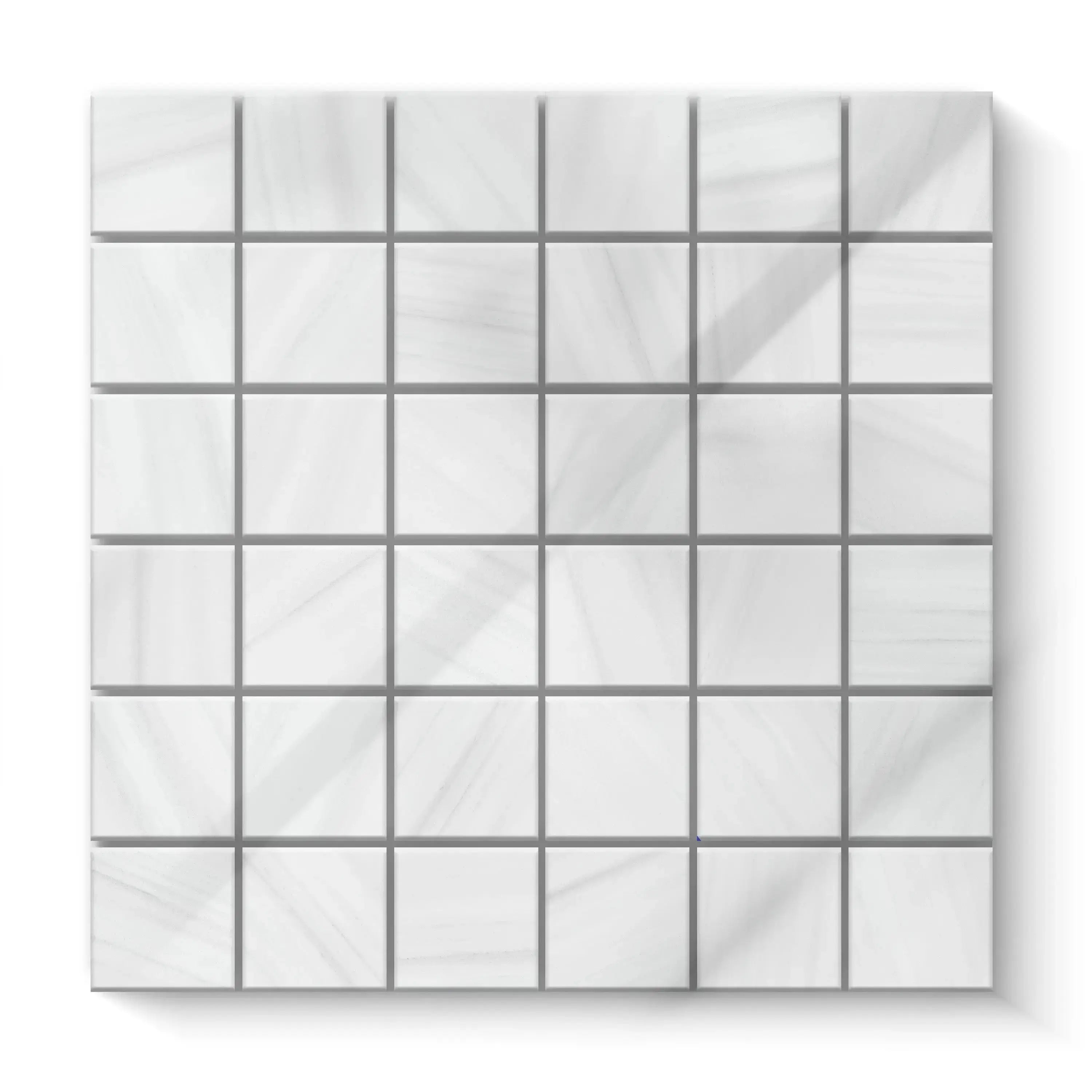 Dolostone Porcelain Tile White Square Mosaic 2x2 Sheet Polished