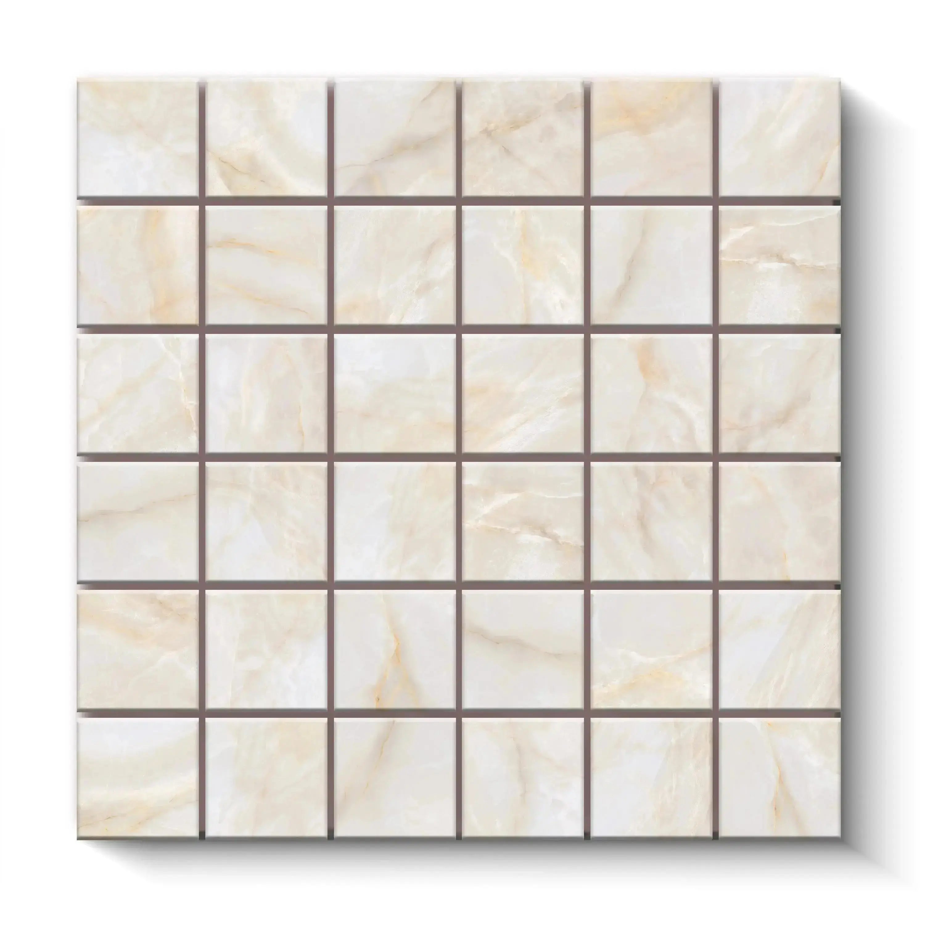 Opal Porcelain Tile Cream Square Mosaic 2x2 Sheet Matte