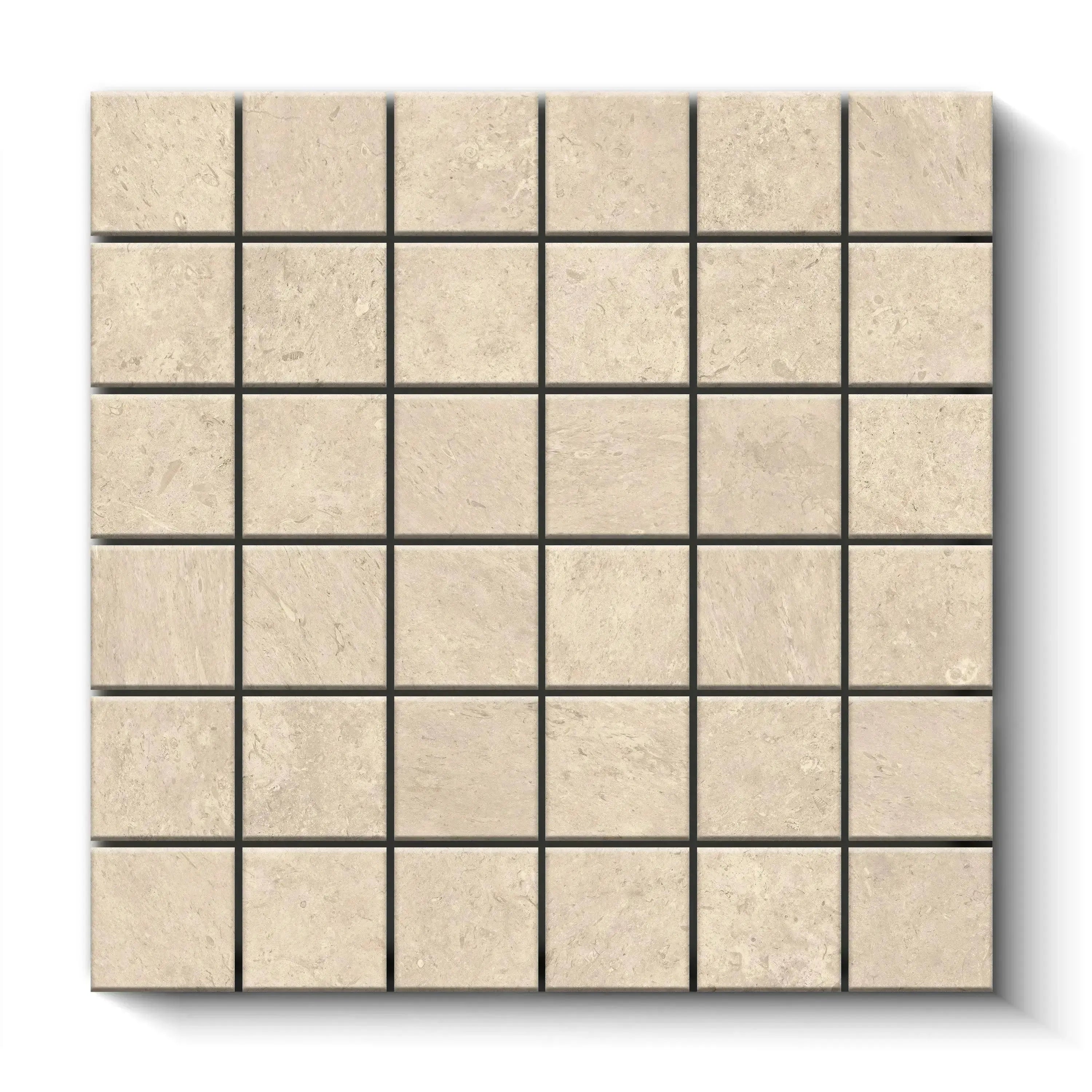Jerusalem Stone Porcelain Tile Natural Square Mosaic 2x2 Sheet