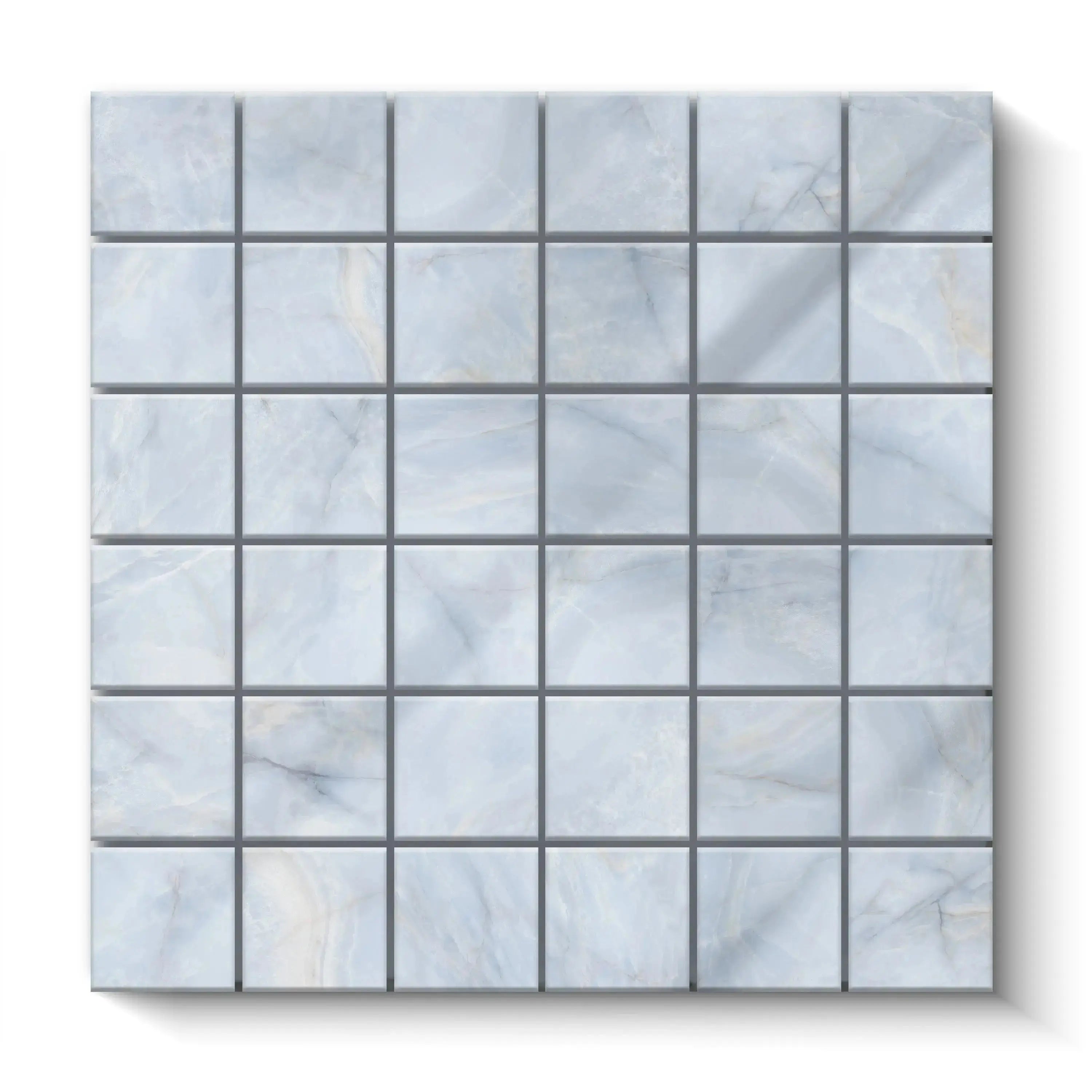 Opal Porcelain Tile Blue Square Mosaic 2x2 Sheet Polished