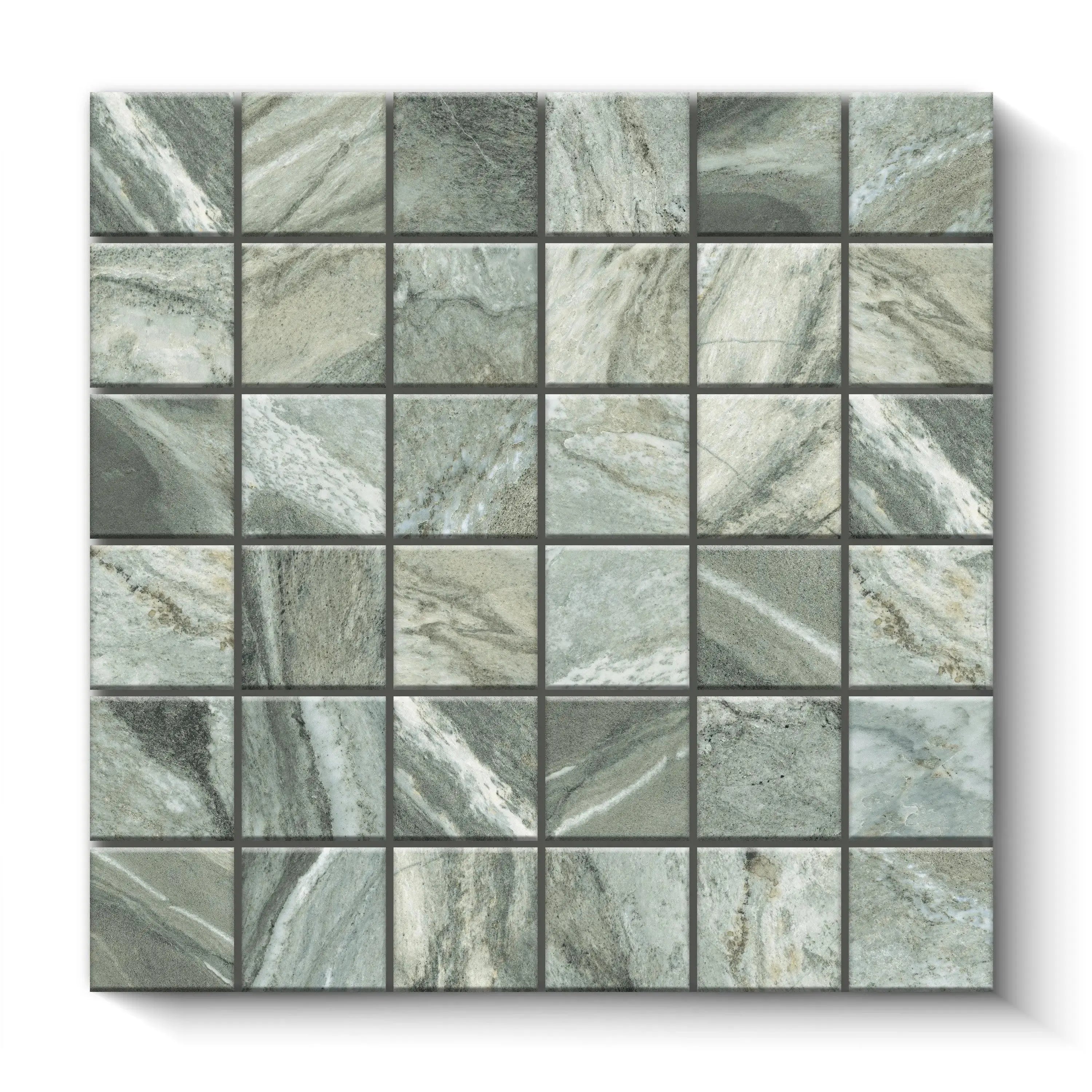 Nebula Porcelain Tile Verde Square Mosaic 2x2 Sheet