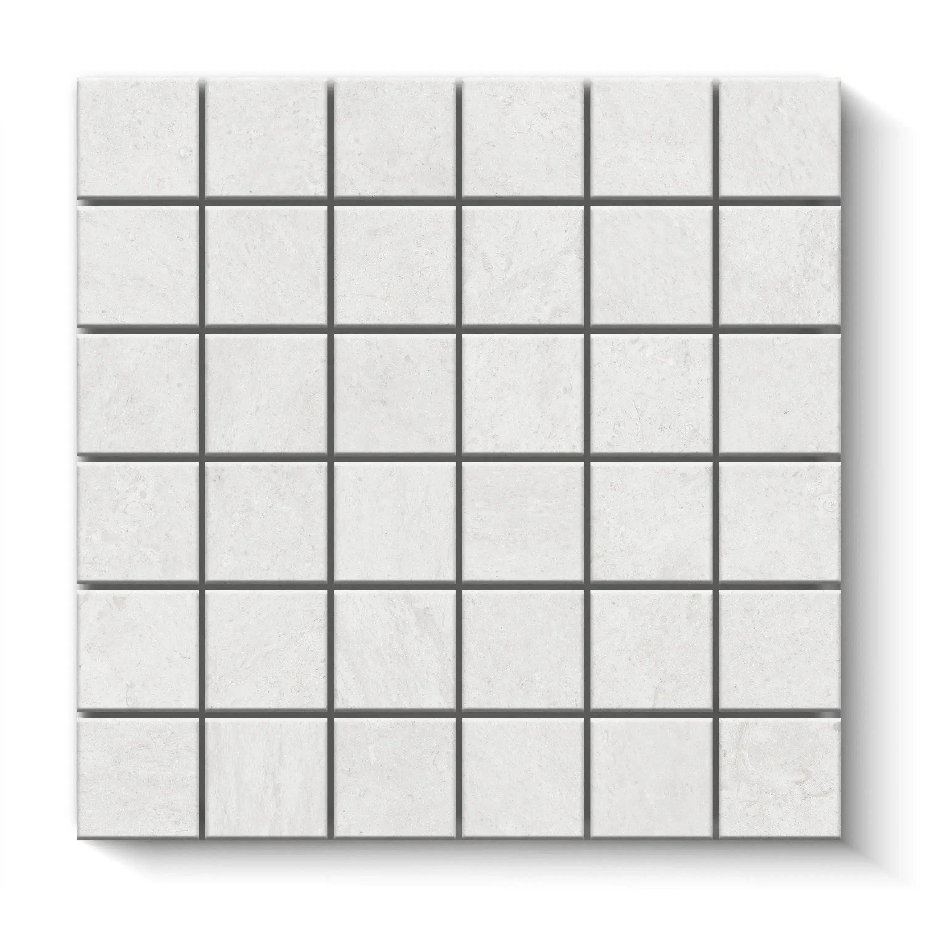 Jerusalem Stone Porcelain Tile White Square Mosaic 2x2 Sheet