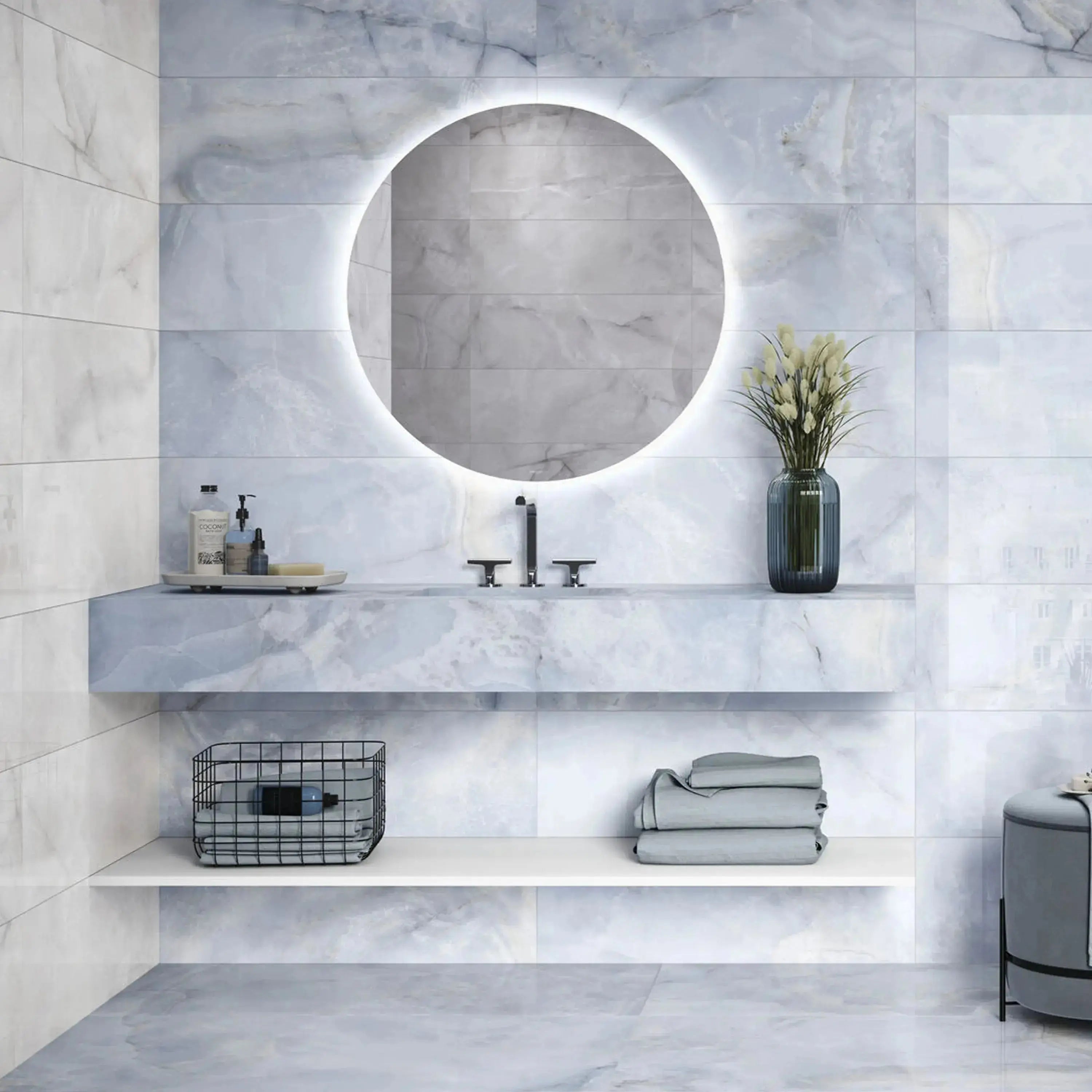 Opal Porcelain Tile Blue 24x48 Polished