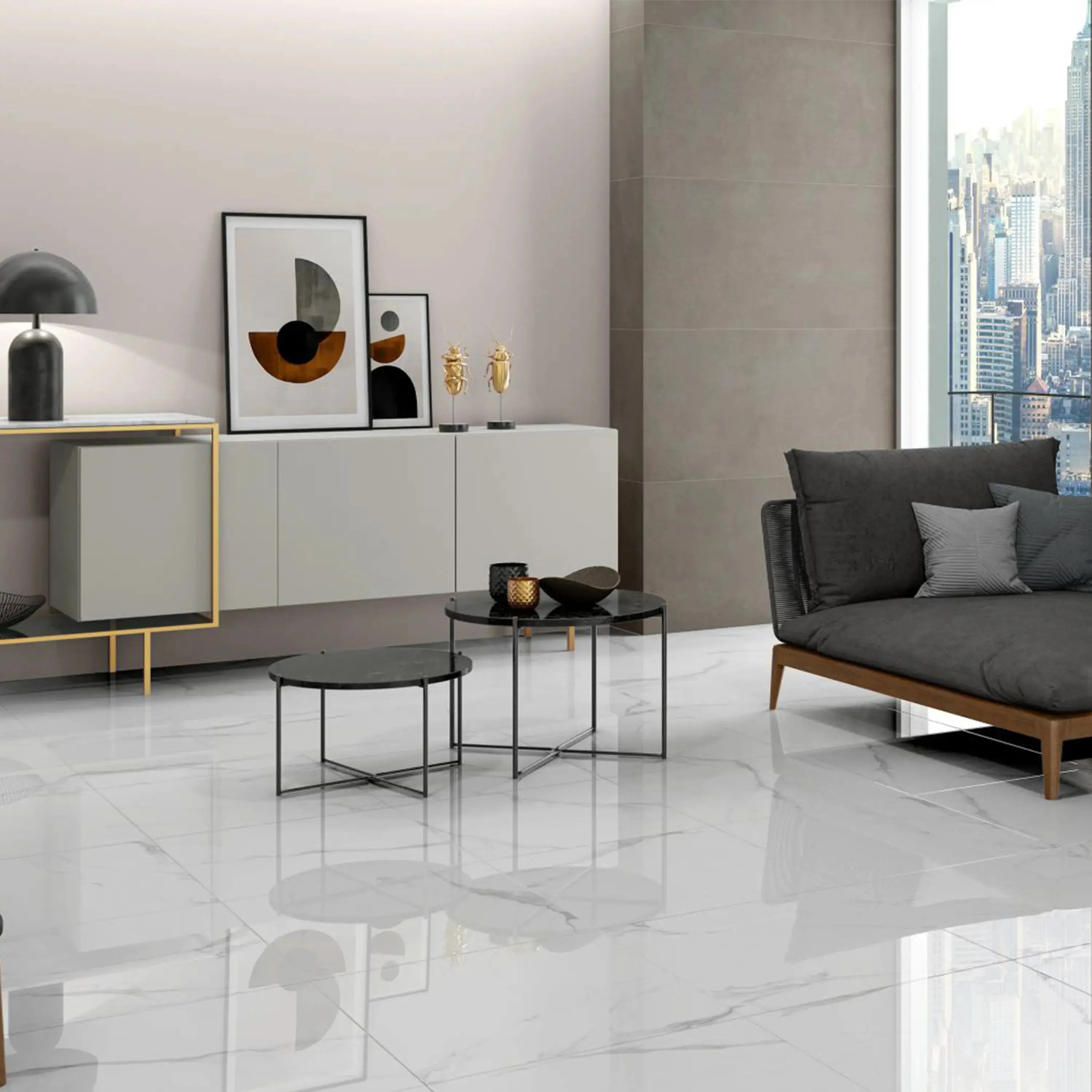 Liguria Porcelain Tile Silver Glossy 24x48