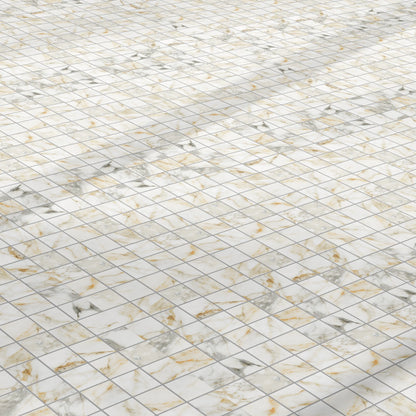 Aurora Porcelain Tile White Glossy Square Mosaic 2x2 Sheet