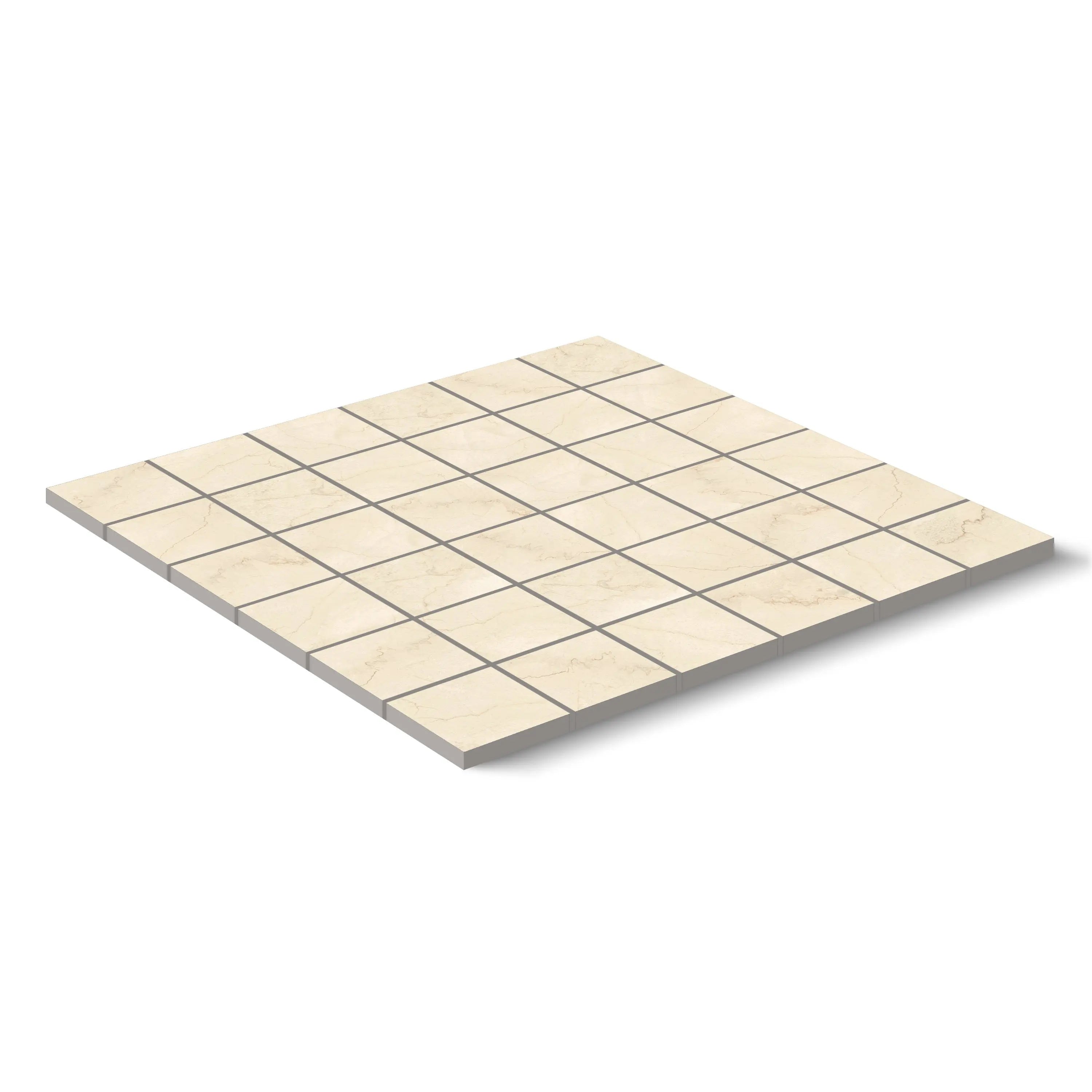 Botticino Select Porcelain Tile Natural Square Mosaic 2x2 Sheet Matte