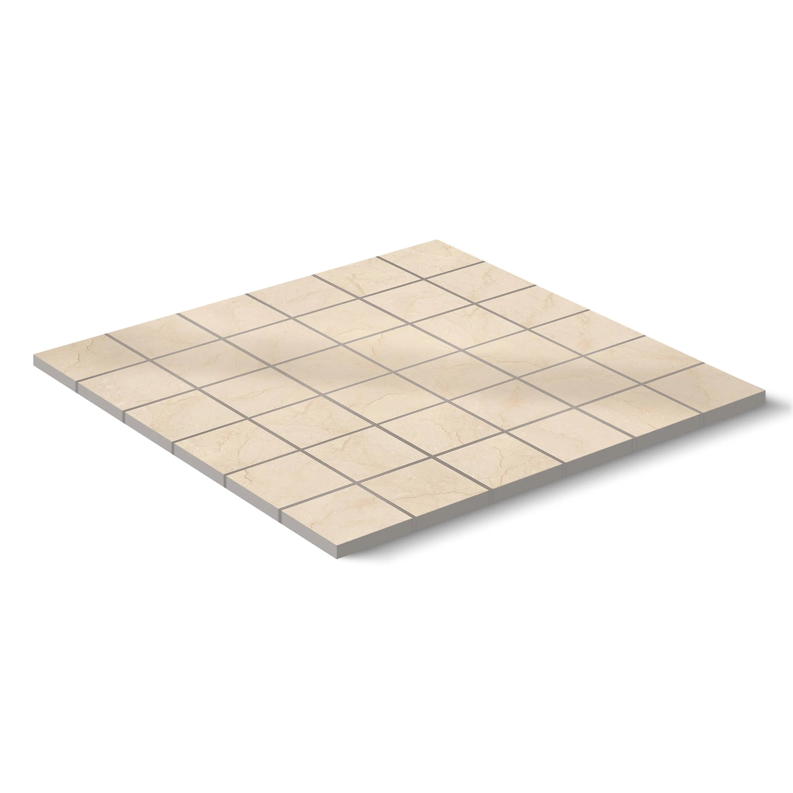 Crema Marfil Porcelain Tile Square Mosaic 2x2 Sheet Polished