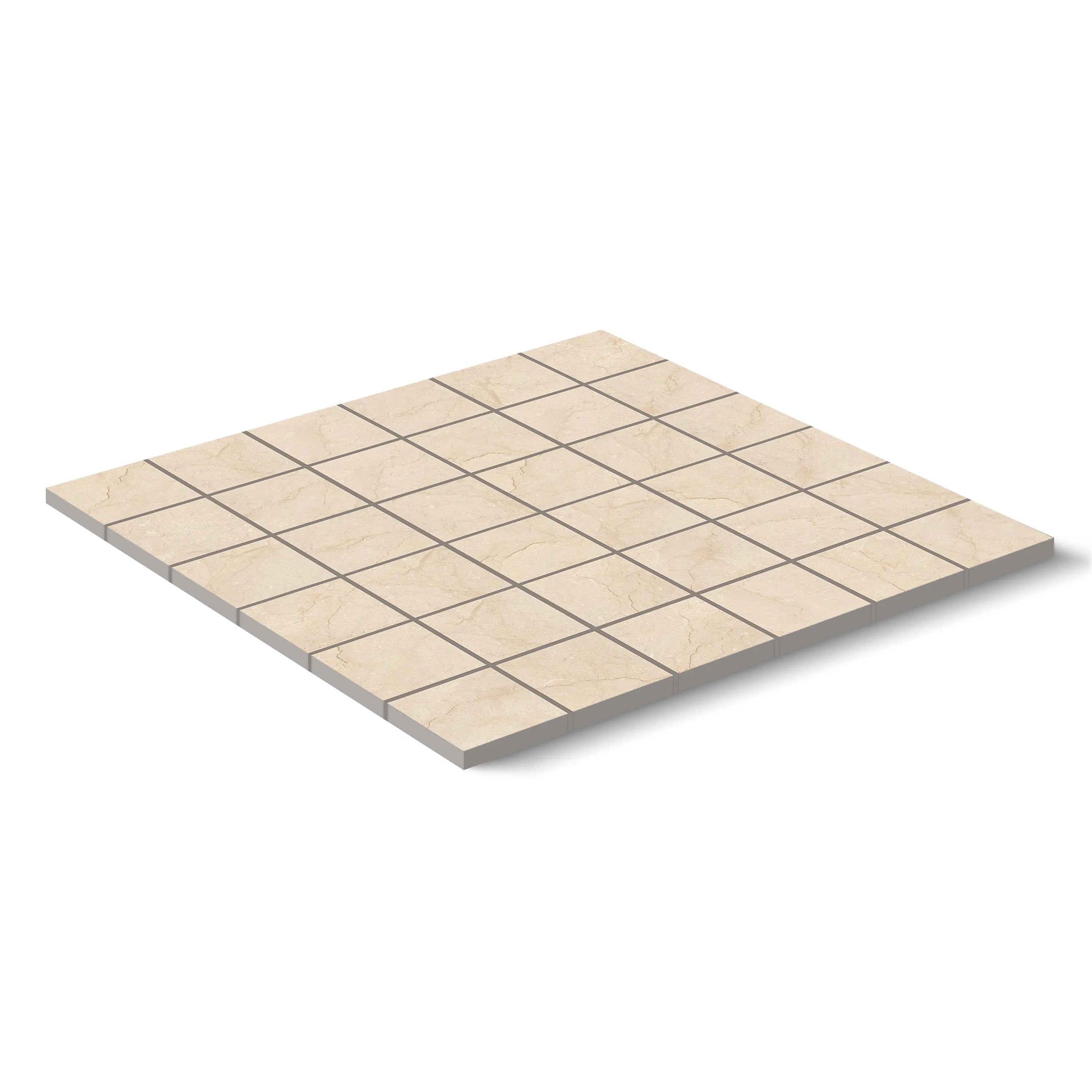 Crema Marfil Porcelain Tile Square Mosaic 2x2 Sheet Matte