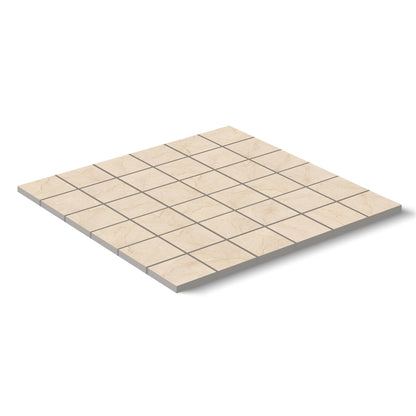 Crema Marfil Porcelain Tile Square Mosaic 2x2 Sheet Matte