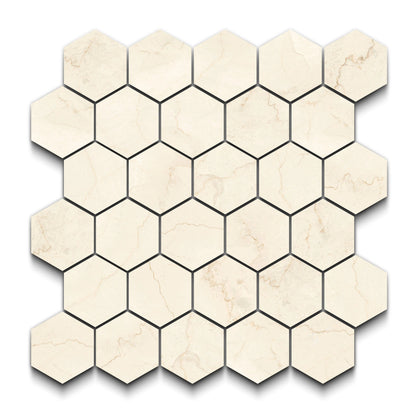 Botticino Select Porcelain Tile Natural Matte Hexagon Mosaic