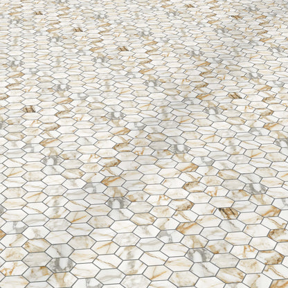 Aurora Porcelain Tile White Glossy Hexagon Mosaic