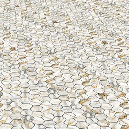 Aurora Porcelain Tile White Matte Hexagon Mosaic