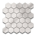 Travertino Porcelain Tile White Hexagon Mosaic 11x13 Sheet Polished