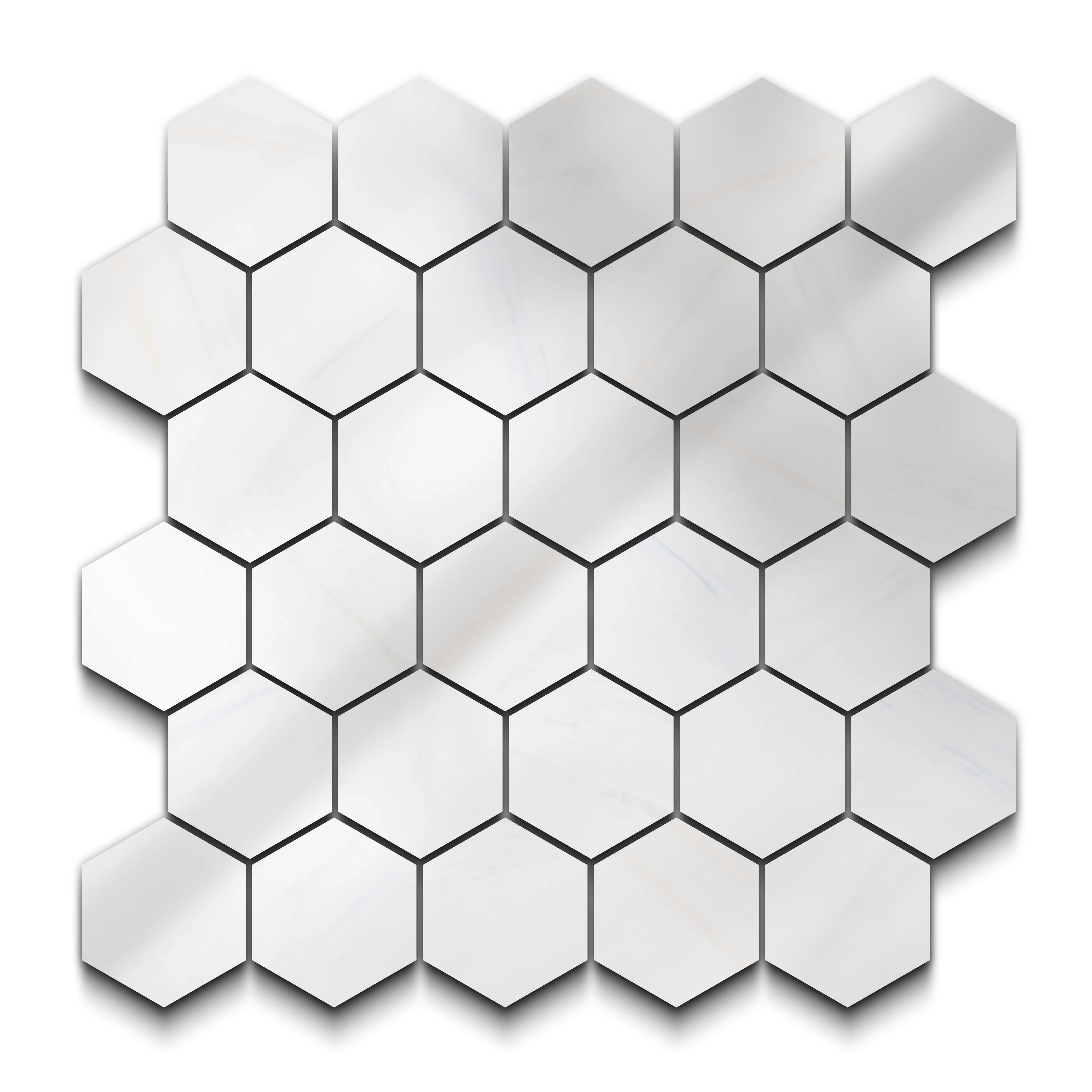 Marbella Porcelain Tile Polished Hexagon Mosaic 11x13 Sheet