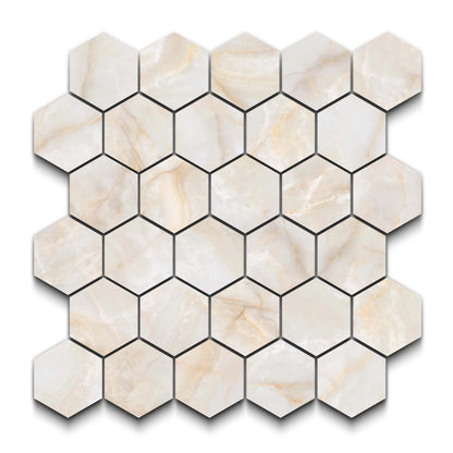 Opal Porcelain Tile Cream Hexagon Mosaic 11x13 Sheet Matte