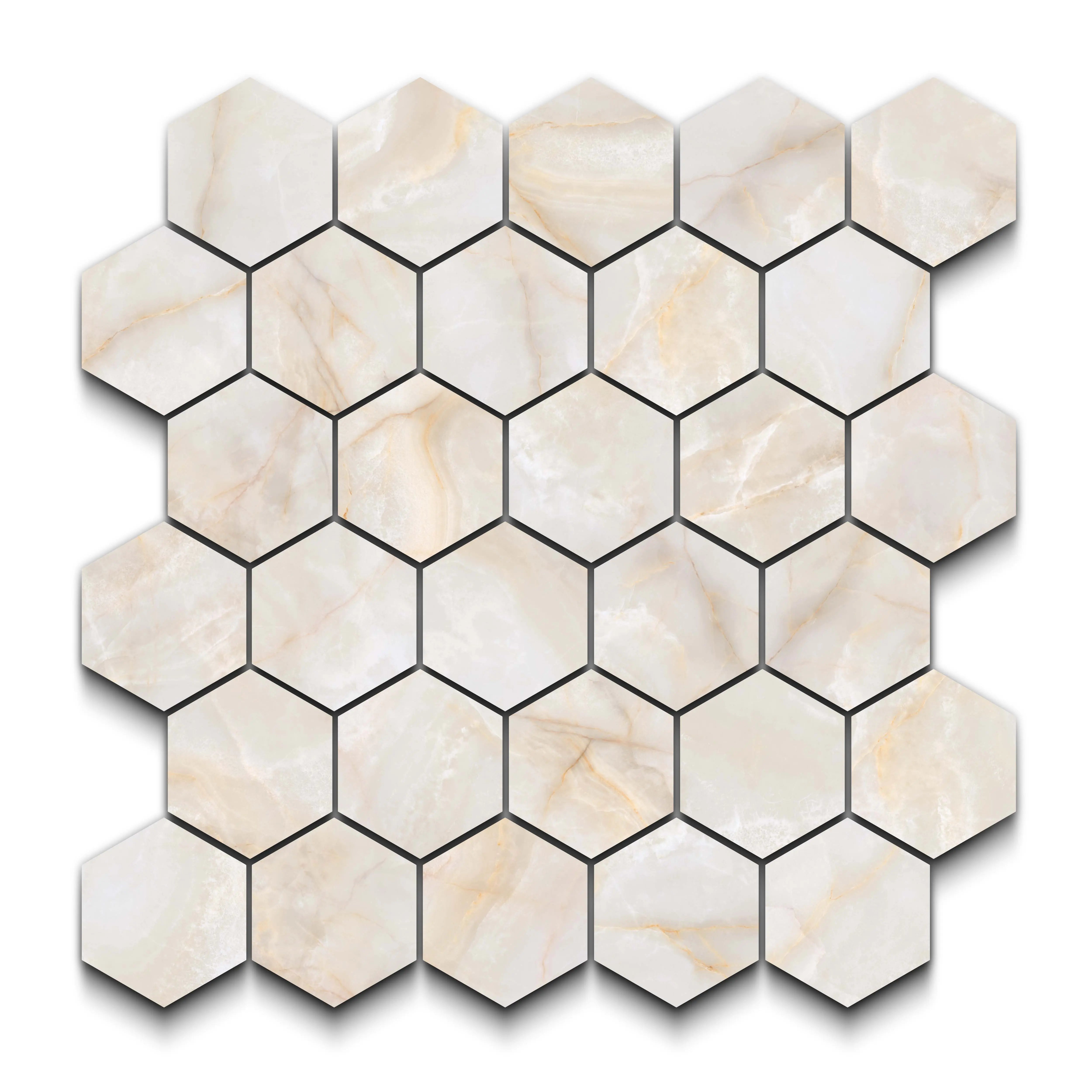 Opal Porcelain Tile Cream Hexagon Mosaic 11x13 Sheet Matte