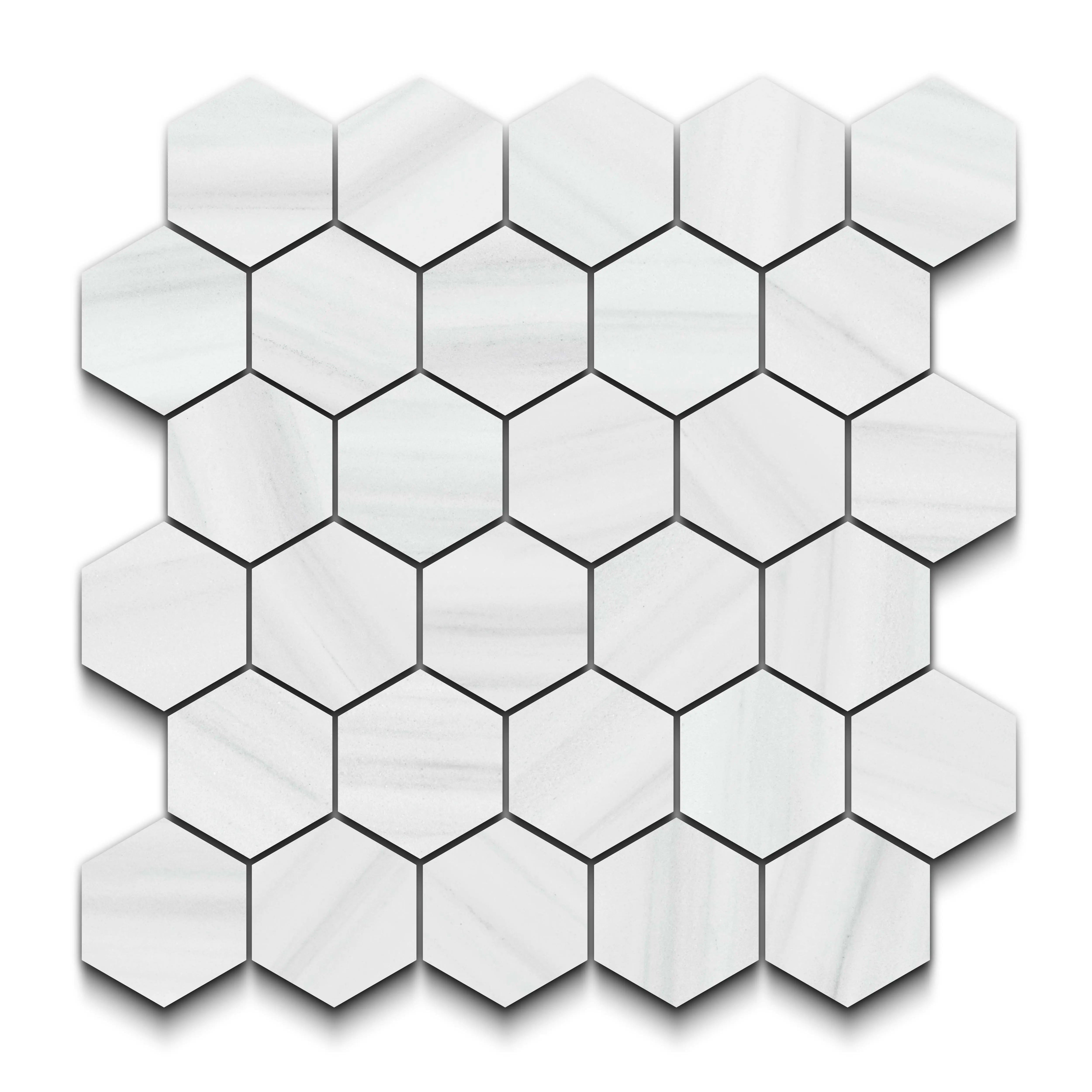 Dolostone Porcelain Tile White Hexagon Mosaic 11x13 Sheet Matte