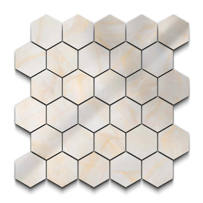 Opal Porcelain Tile Cream Hexagon Mosaic 11x13 Sheet Polished