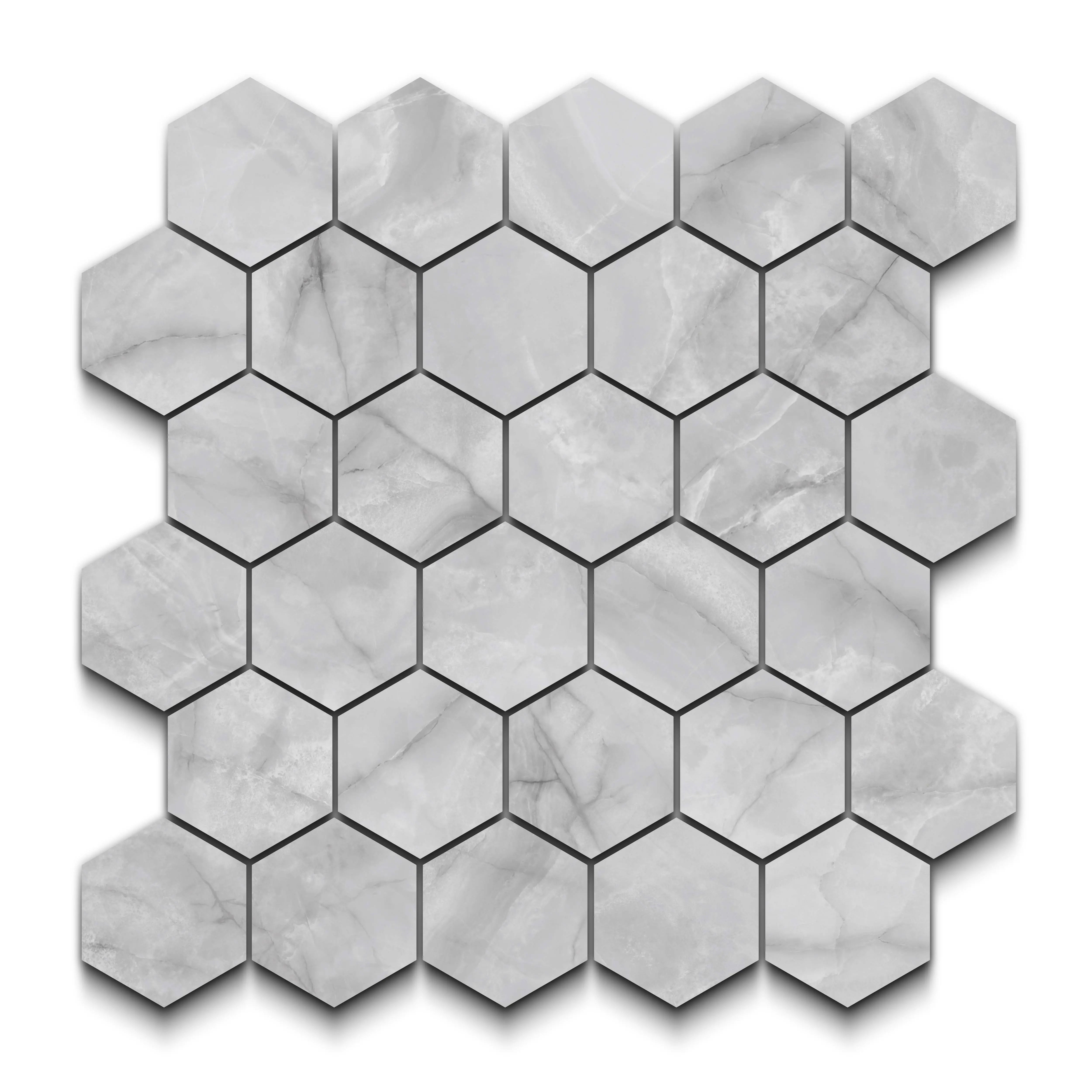 Opal Porcelain Tile Pearl Hexagon Mosaic 11x13 Sheet Matte