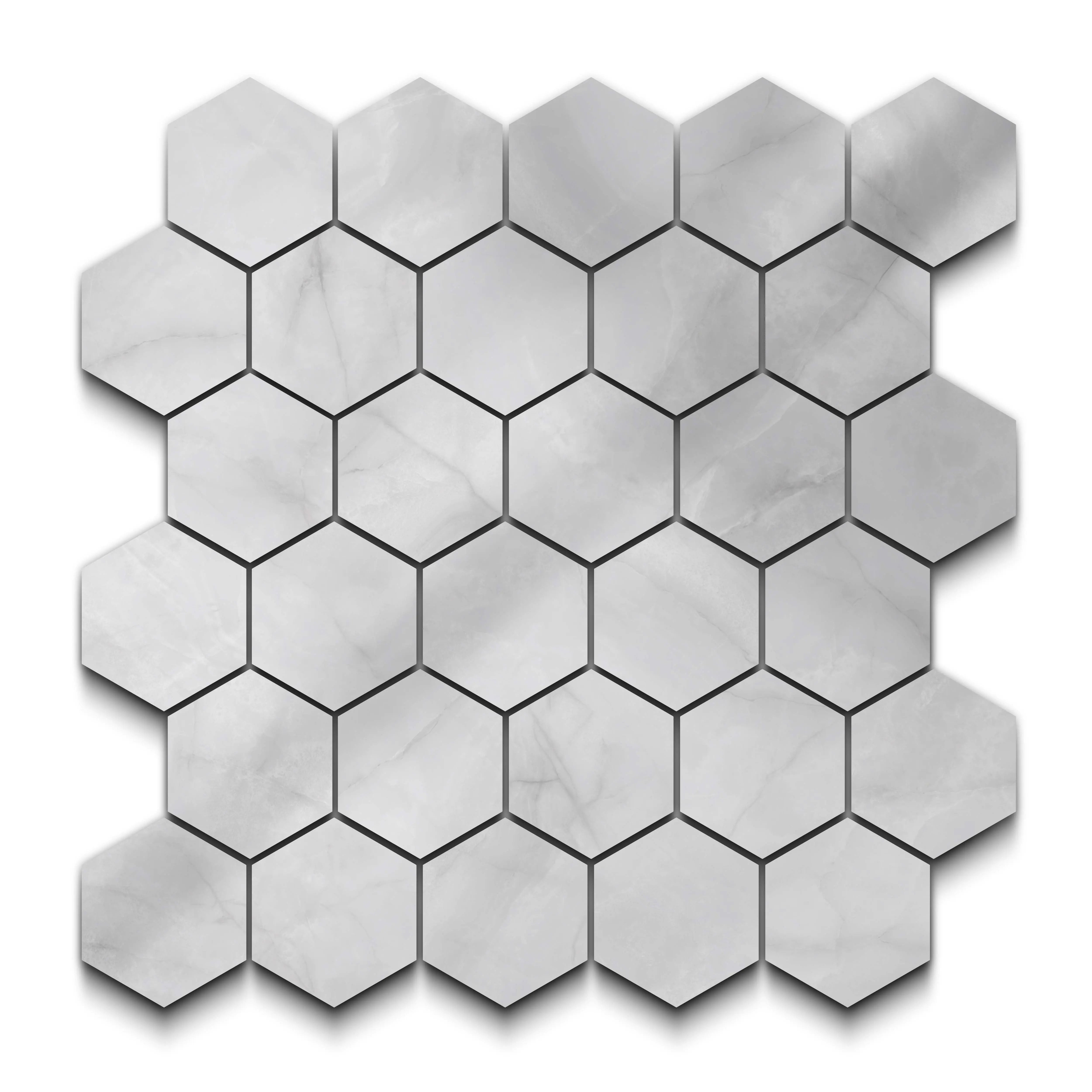 Opal Porcelain Tile Pearl Hexagon Mosaic 11x13 Sheet Polished