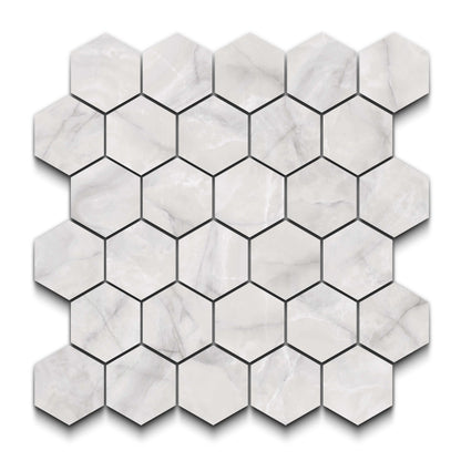 Opal Porcelain Tile White Hexagon Mosaic 11x13 Sheet Matte
