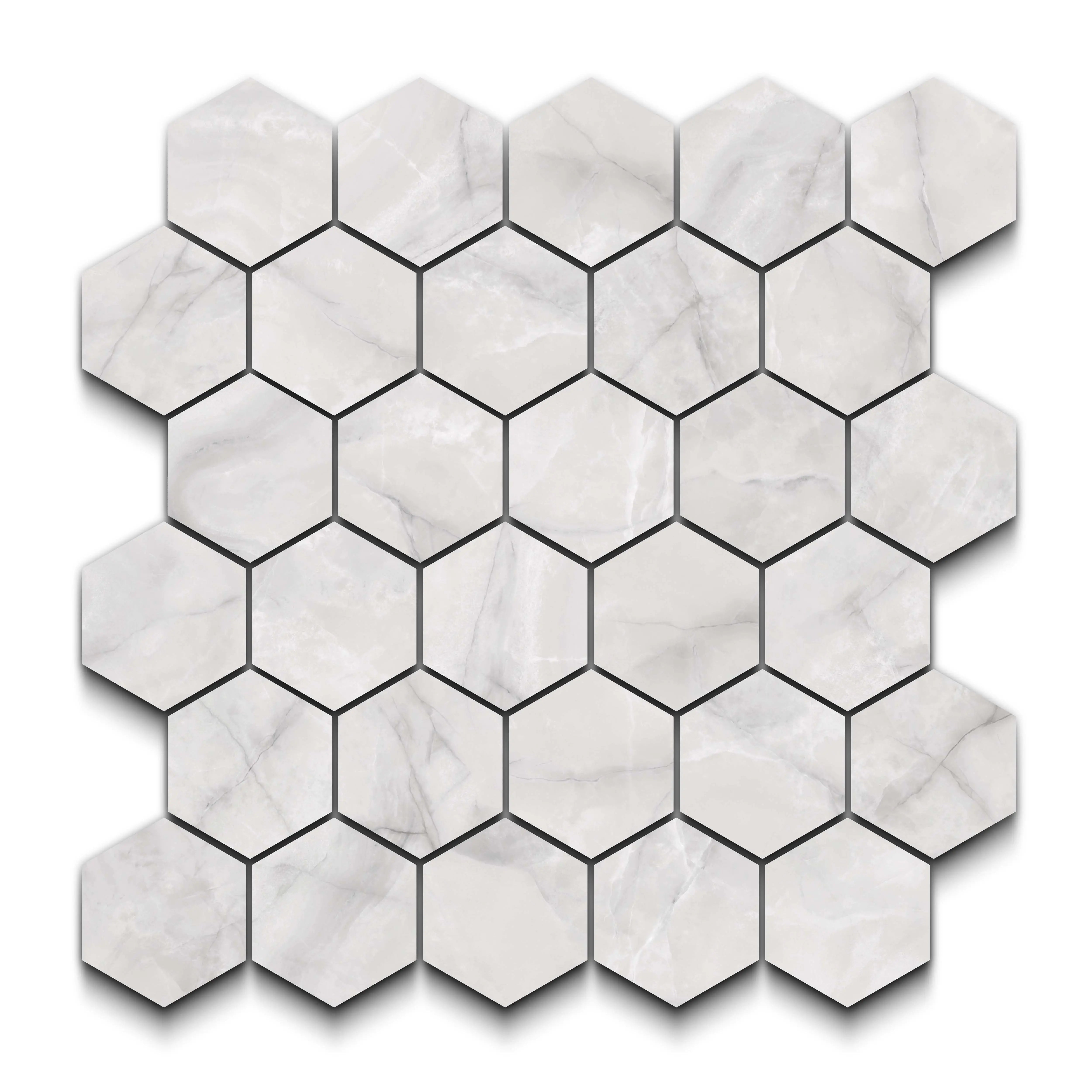 Opal Porcelain Tile White Hexagon Mosaic 11x13 Sheet Matte