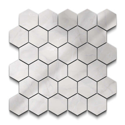 Opal Porcelain Tile White Hexagon Mosaic 11x13 Sheet Polished
